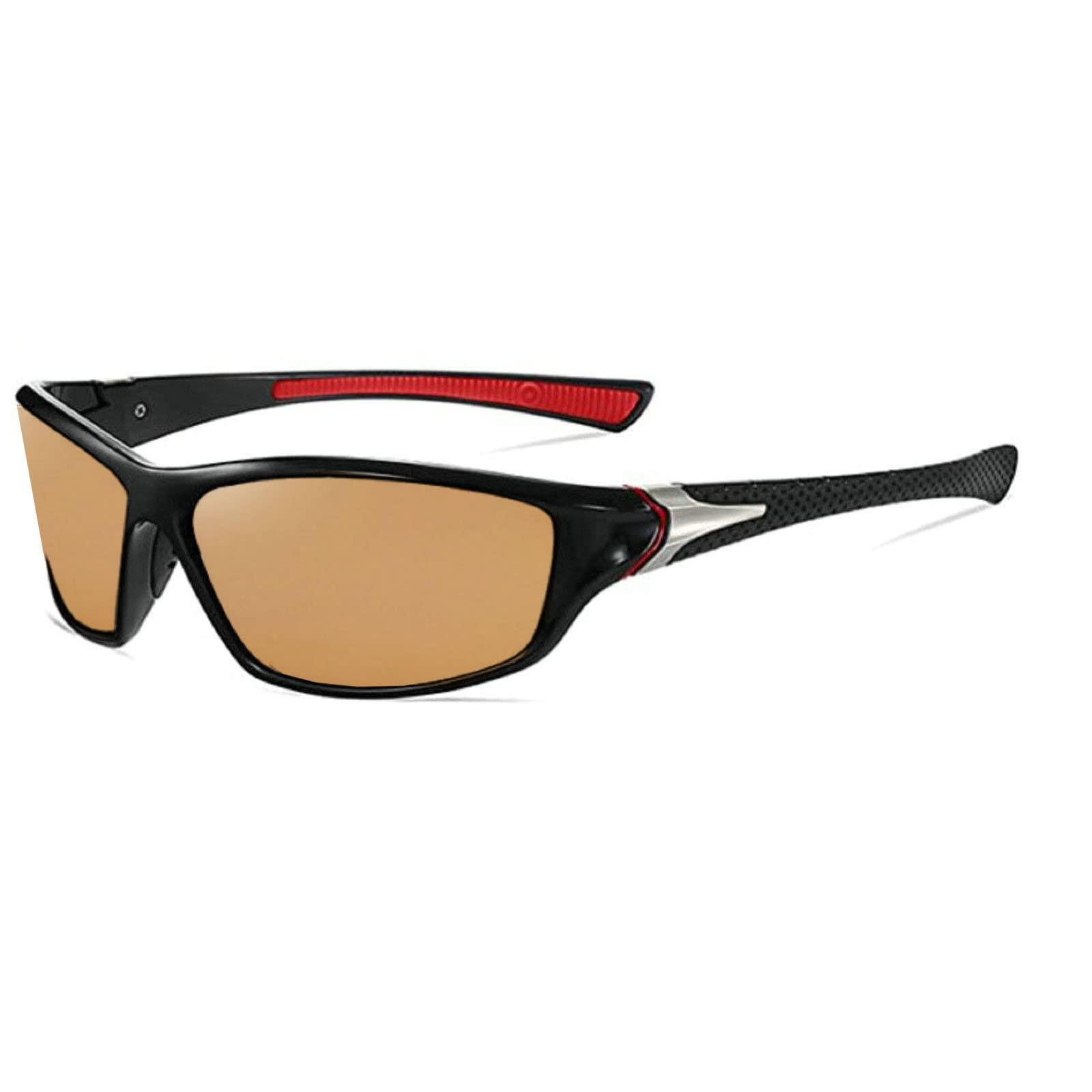 willochra willochra Wrap Around Full Lens polarized Reading Sunglasses for Men Women Cycling Driving Sports Readers (red brown, 1.0, x)