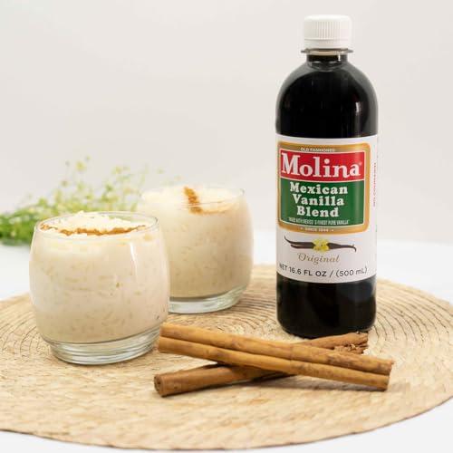 Molina Molina Mexican Natural Vanilla Blend with Pure Vanilla Extract, 33.86 Fl Oz. (2 Pack of 16.9oz Bottles)