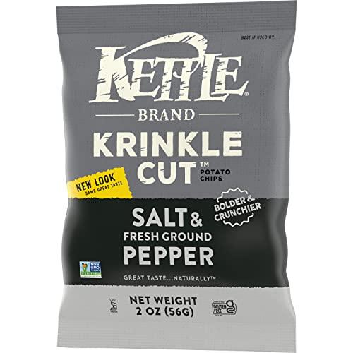 Kettle Brand Kettle Brand Potato Chips, Krinkle Cut, Salt & Fresh Ground Pepper Kettle Chips, 2 Oz