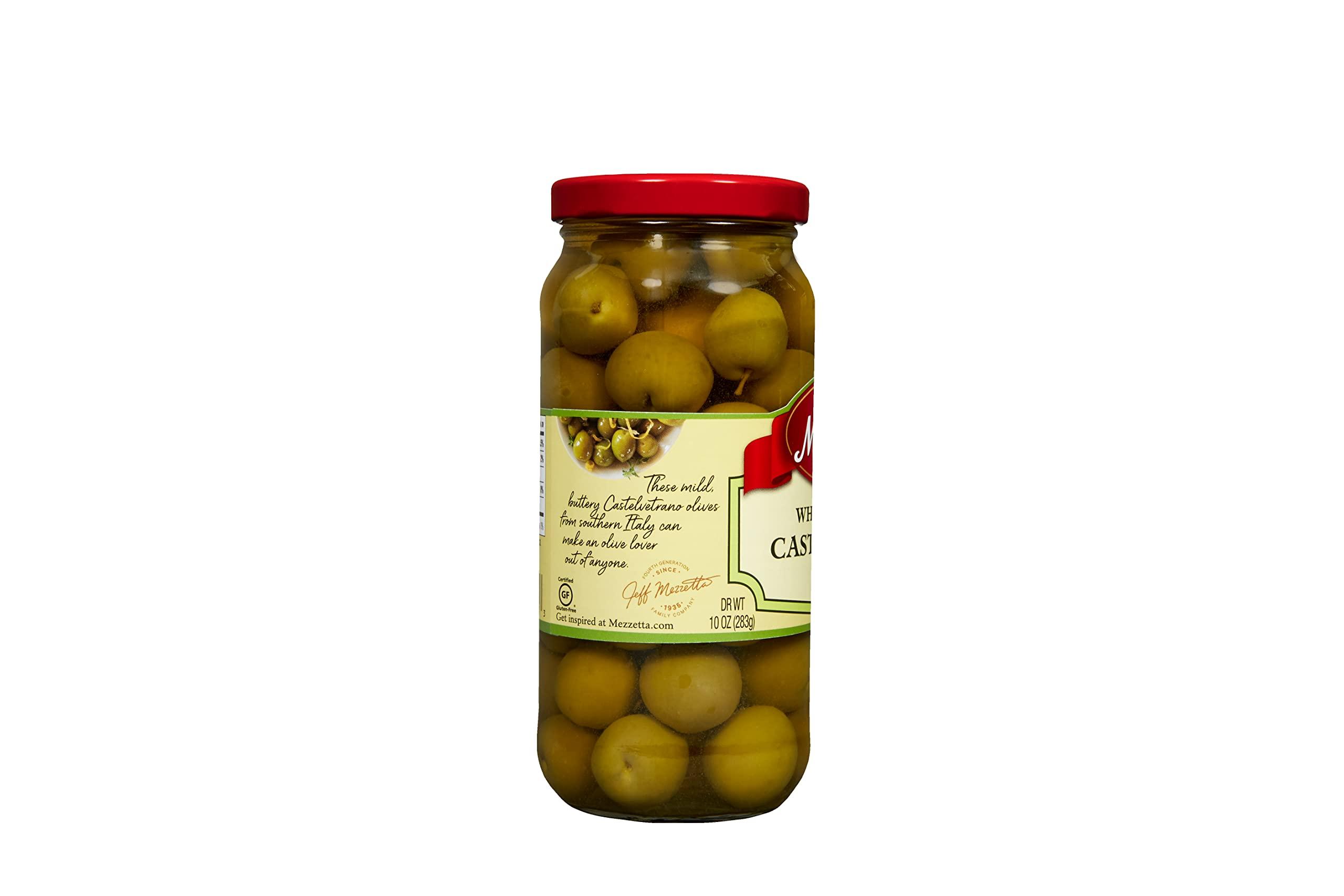 Mezzetta Mezzetta Whole Italian Castelvetrano Olives | Non-GMO, Gluten Free, Keto| 10 Ounce Drained Weight Jar (Pack of 2)