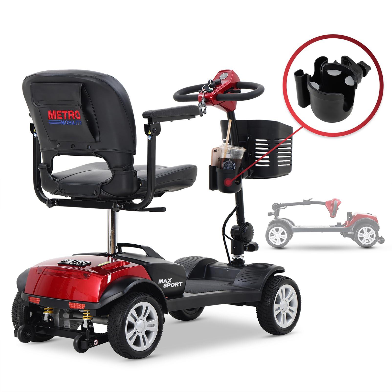 NineLife Basics Mobility Scooters for Seniors & Adults 400lbs Capacity 4 Wheel Foldable Powered Mobility Scooter for Elderly for Travel, Lightweight All Terrain Mobility Scooter with Lights and Basket (Red)