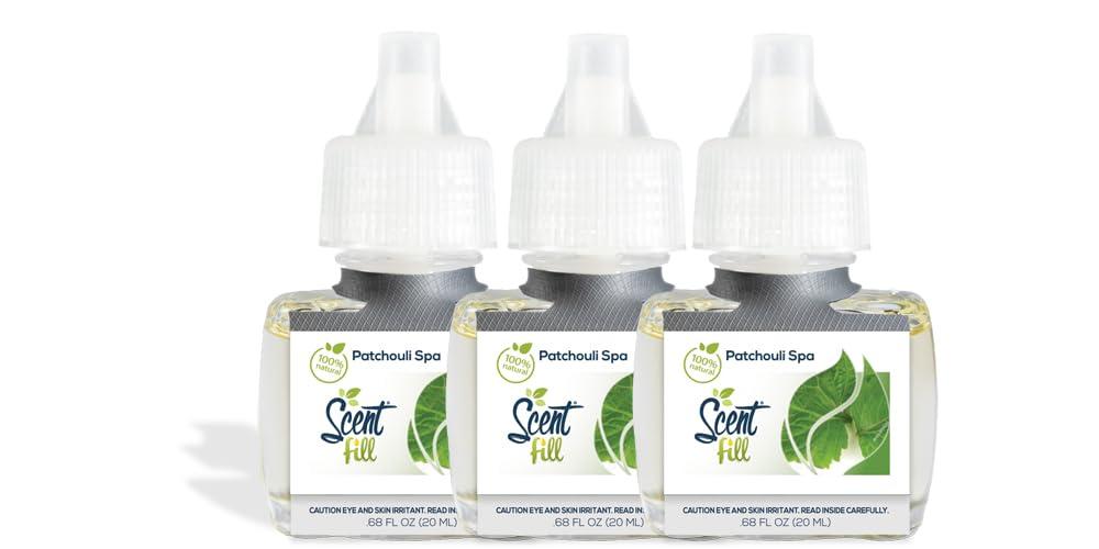 Scent Fill Scent Fill 100% Natural Patchouli Spa Plug in Air Freshener, Scented Oil Refills, 3 Refills