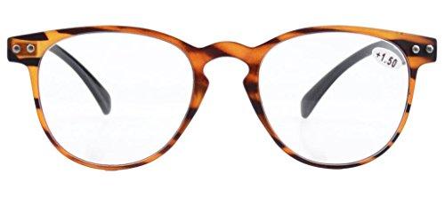 Eyekepper Eyekepper 4-Pack Round Full Coverage Ultrathin Flex Frame Reading Glasses Readers Amber Frame Black Arms+2.75