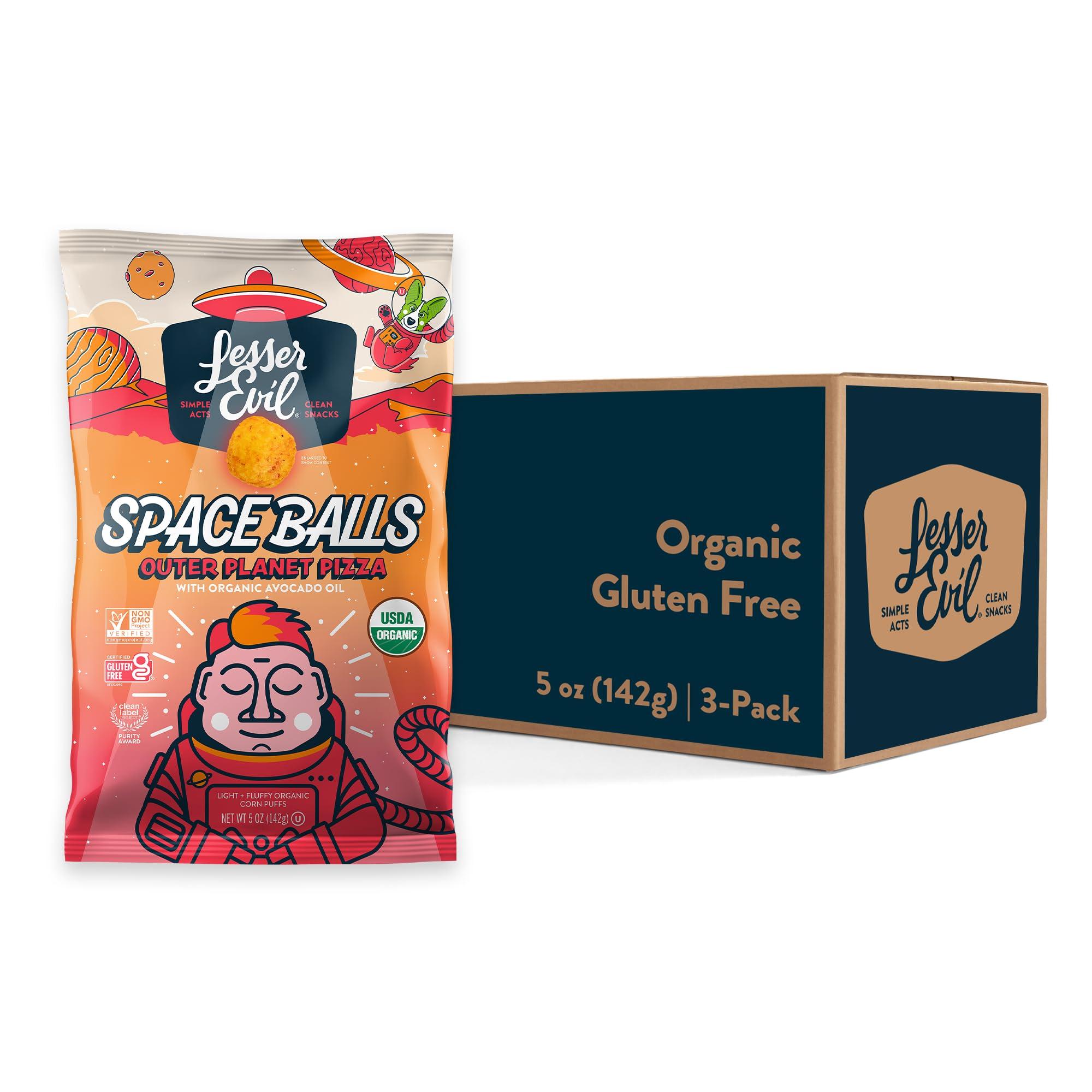 Lesserevil LesserEvil Outer Planet Pizza Space Balls, Premium Quality, Minimally Processed, No Vegetable Oil, 5 oz, Pack of 3