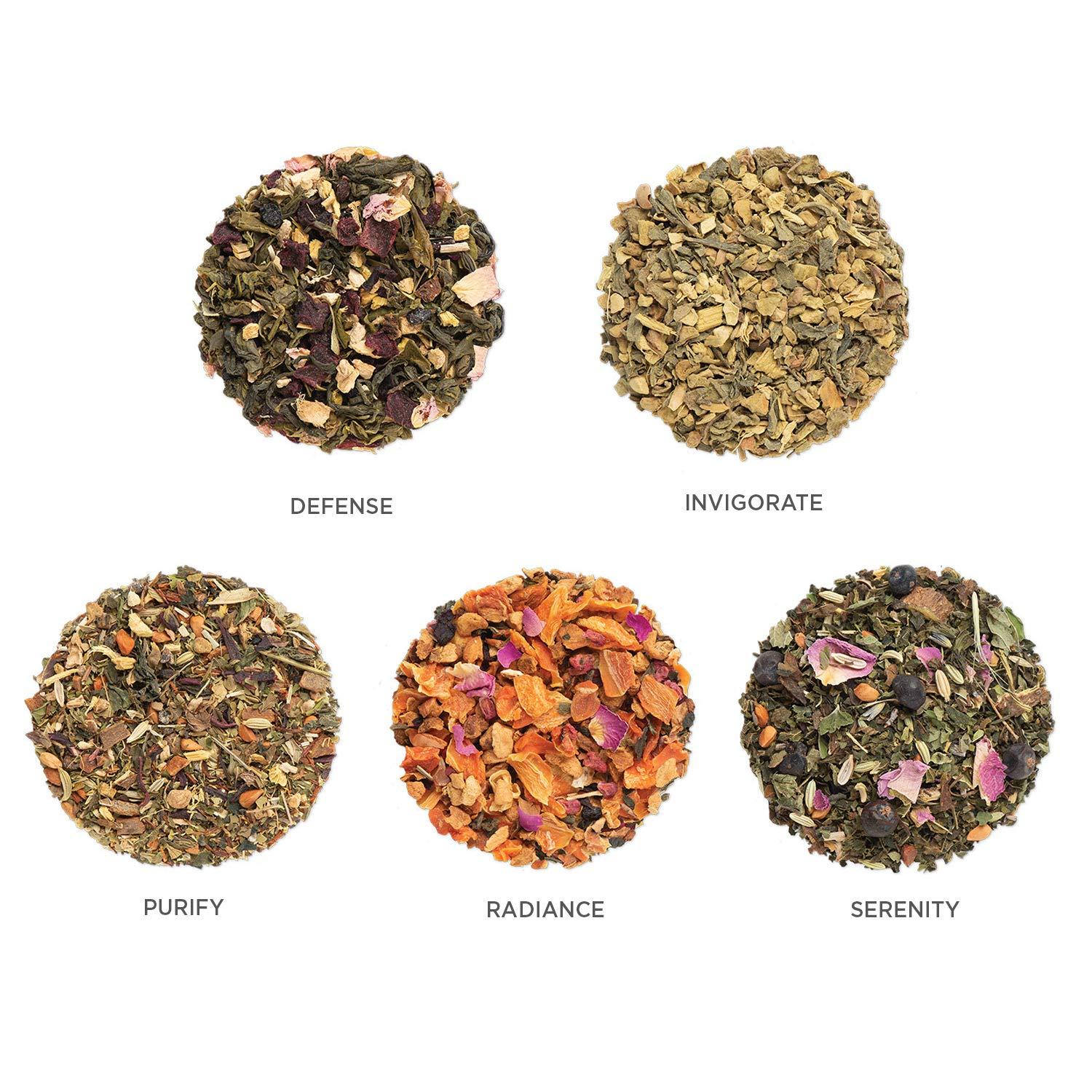 Tea Forte Tea Forte Single Steeps Loose Leaf Wellness Tea Sampler, Assorted Variety Tea Box, Single Serve Pouches, 15 Count (Pack of 1)