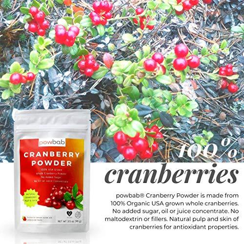 powbab powbab Cranberry Powder from 100% USA Grown Organic Dried Cranberries. No Added Sugar. Pure Fruit, Unsweetened Cranberry Supplement for Urinary Tract Health for Women. Not Freeze Dried. (3.5 Oz)