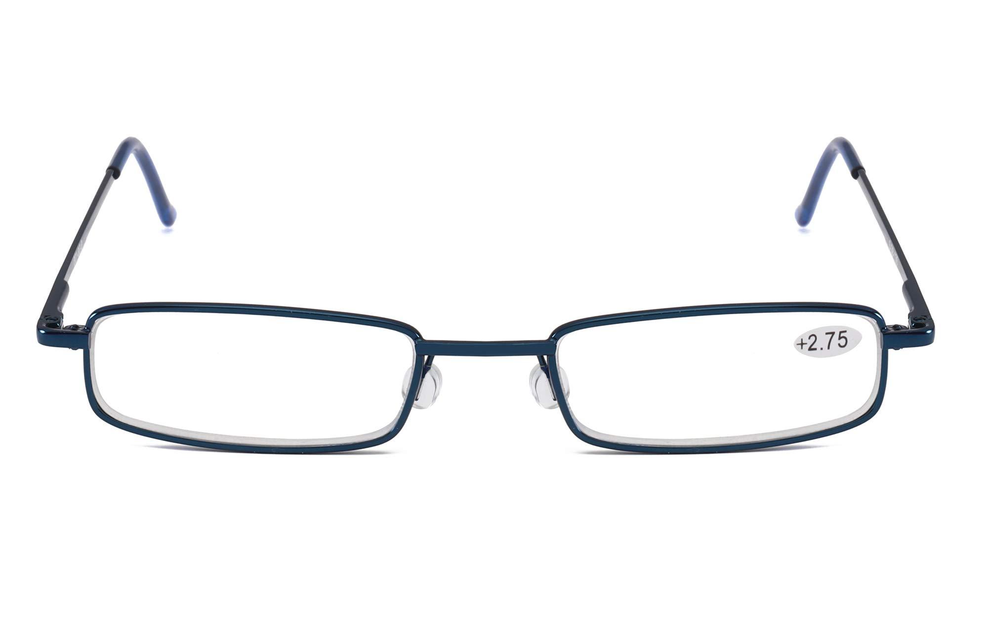 SOOLALA SOOLALA Mens Womens Lightweight Compact Reader Reading Glasses Reader w/Pen Clip Tube Case, Blue, +1.5x