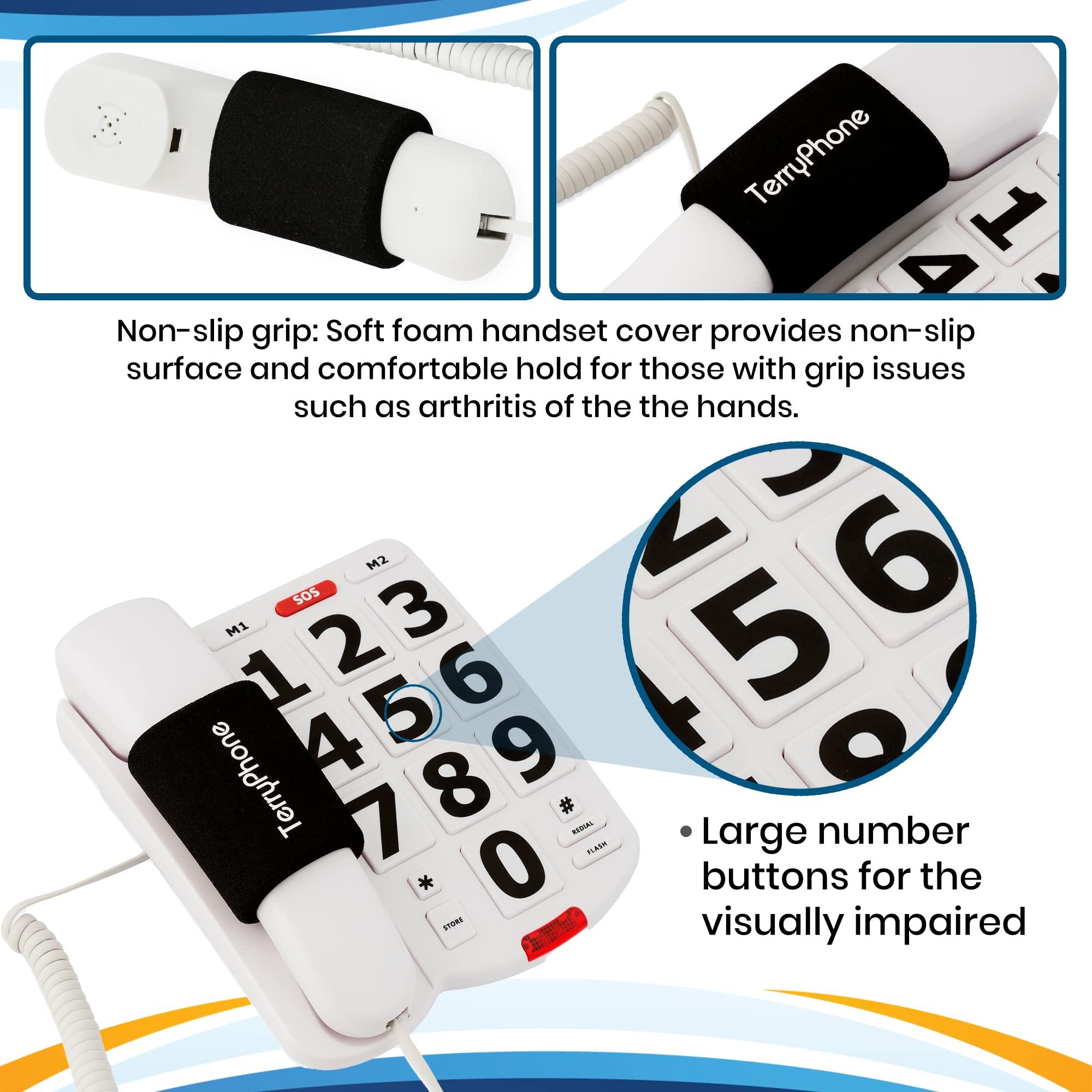 Acenis Acenis Big Button Phone for Seniors - Corded Landline Telephone - Large Buttons and One-Touch Dialling for Visually Impaired - 80 dB Amplified Ringer for Hearing Impaired, Ergonomic Non-Slip Grip