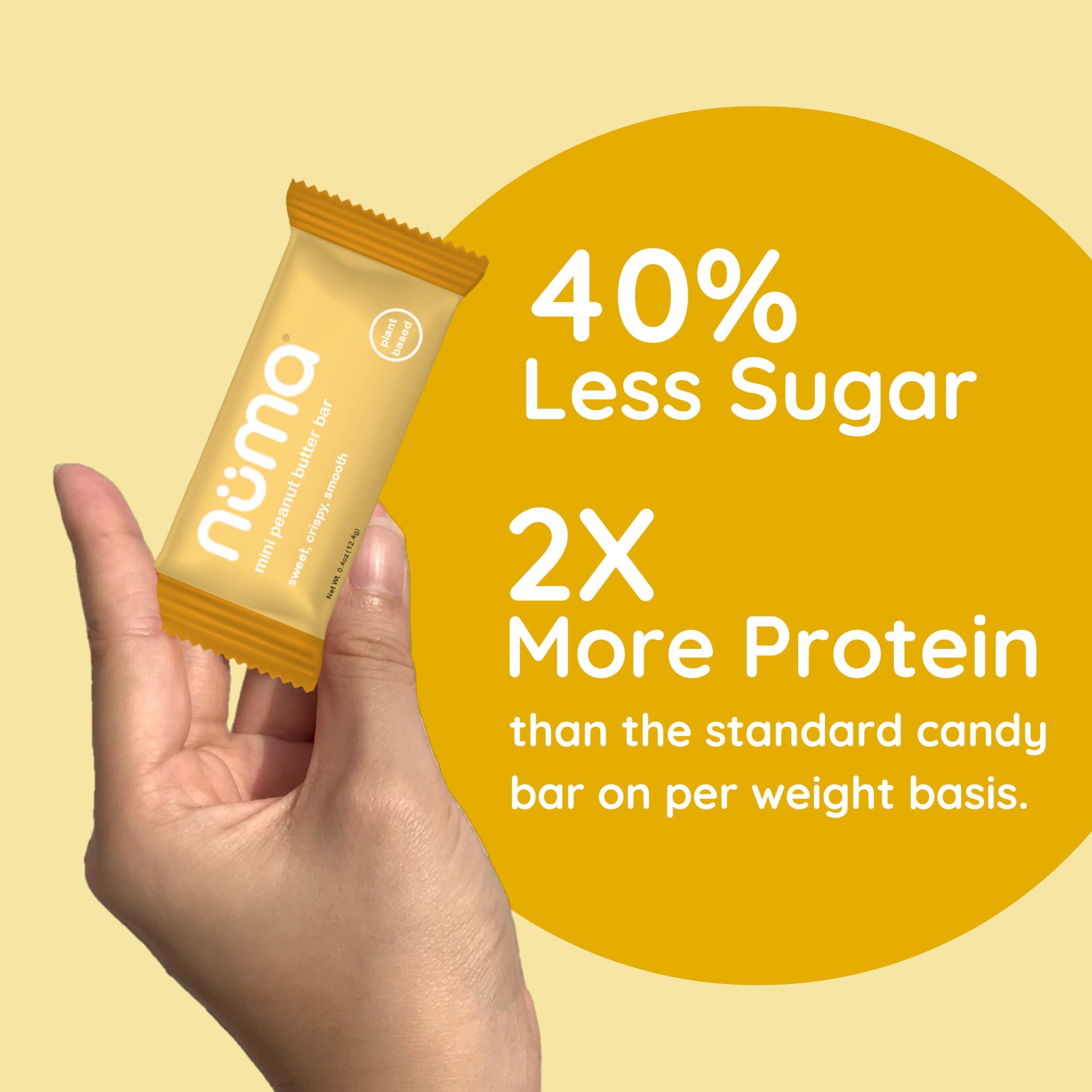 Numa Numa Foods Mini Peanut Butter Bars Vegan, Low Sugar, High Protein, All Natural, Gluten Free Crunchy Plant Based Peanut Butter Snacks 3 Bags with 8 Individually Wrapped Peanut Butter Bites