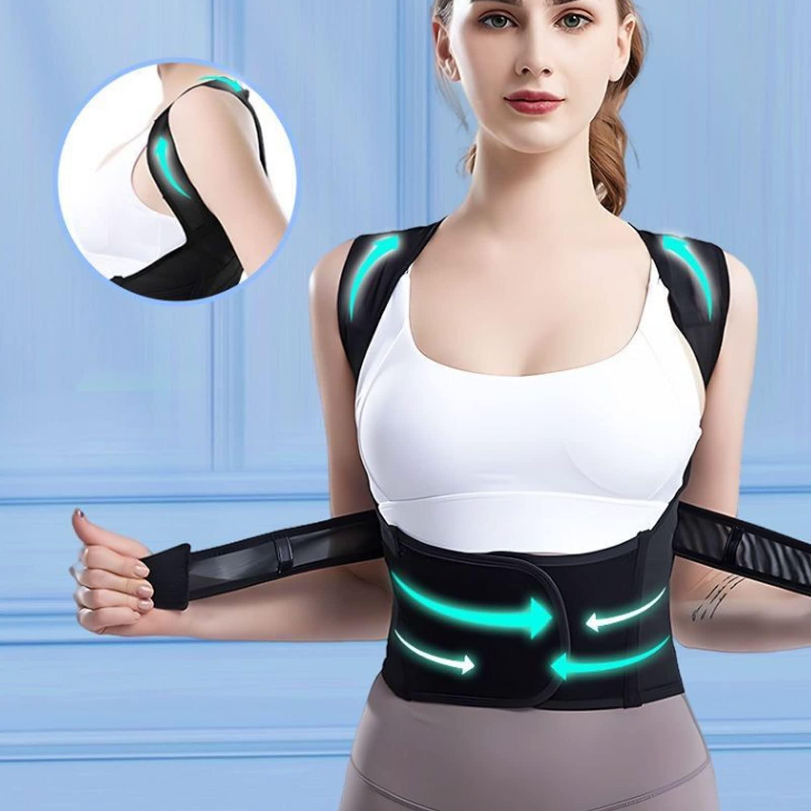 BAFAFA BAFAFA Adjustable Posture Back Brace for Upper And Lower Back Pain Relief Back Brace Posture Corrector Women And Men Lumbar Support,Black,XXL(60~70KG)