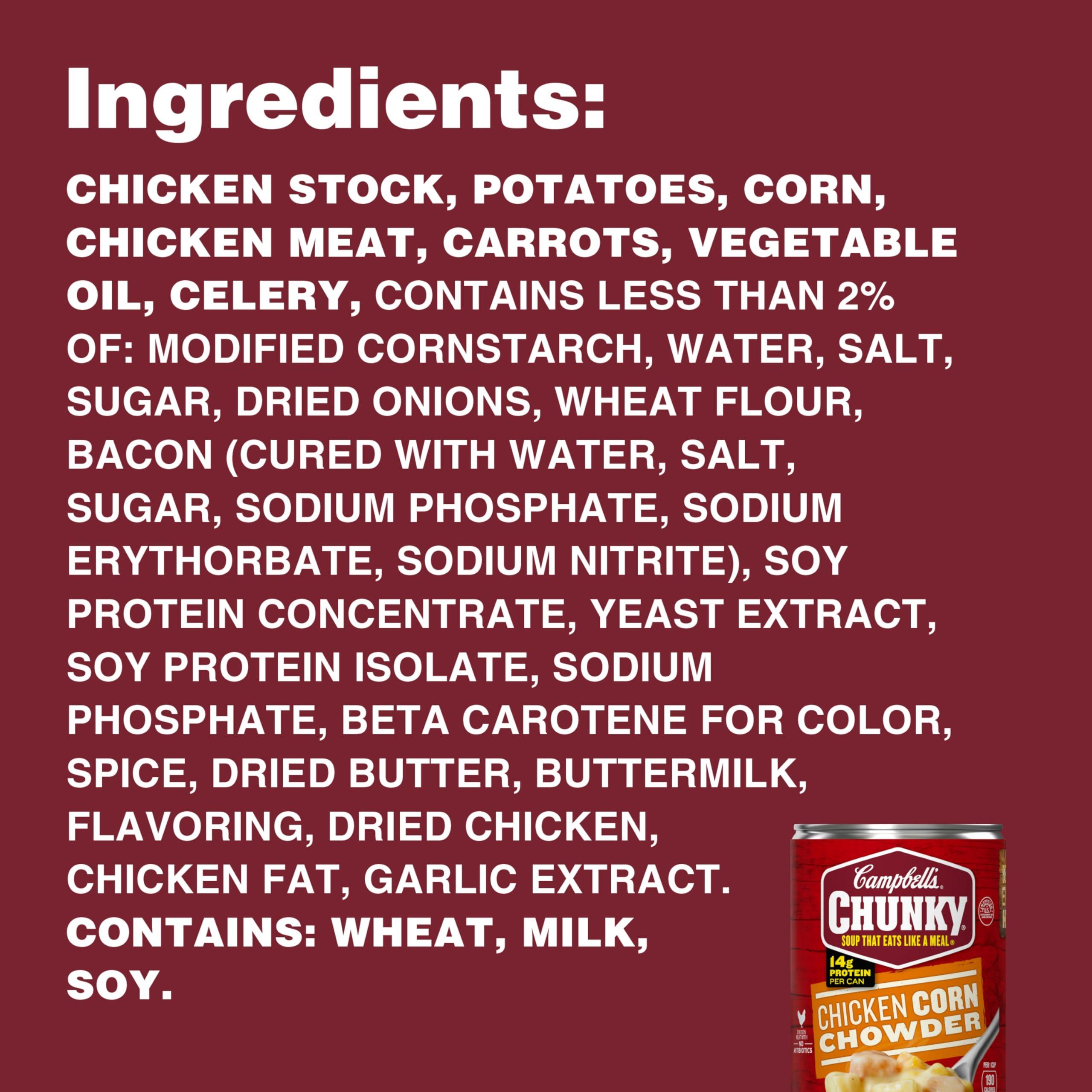 Campbell\'s Campbell\'s Chunky Soup, Chicken Corn Chowder Soup, 18.8 Oz Can (Pack of 4)