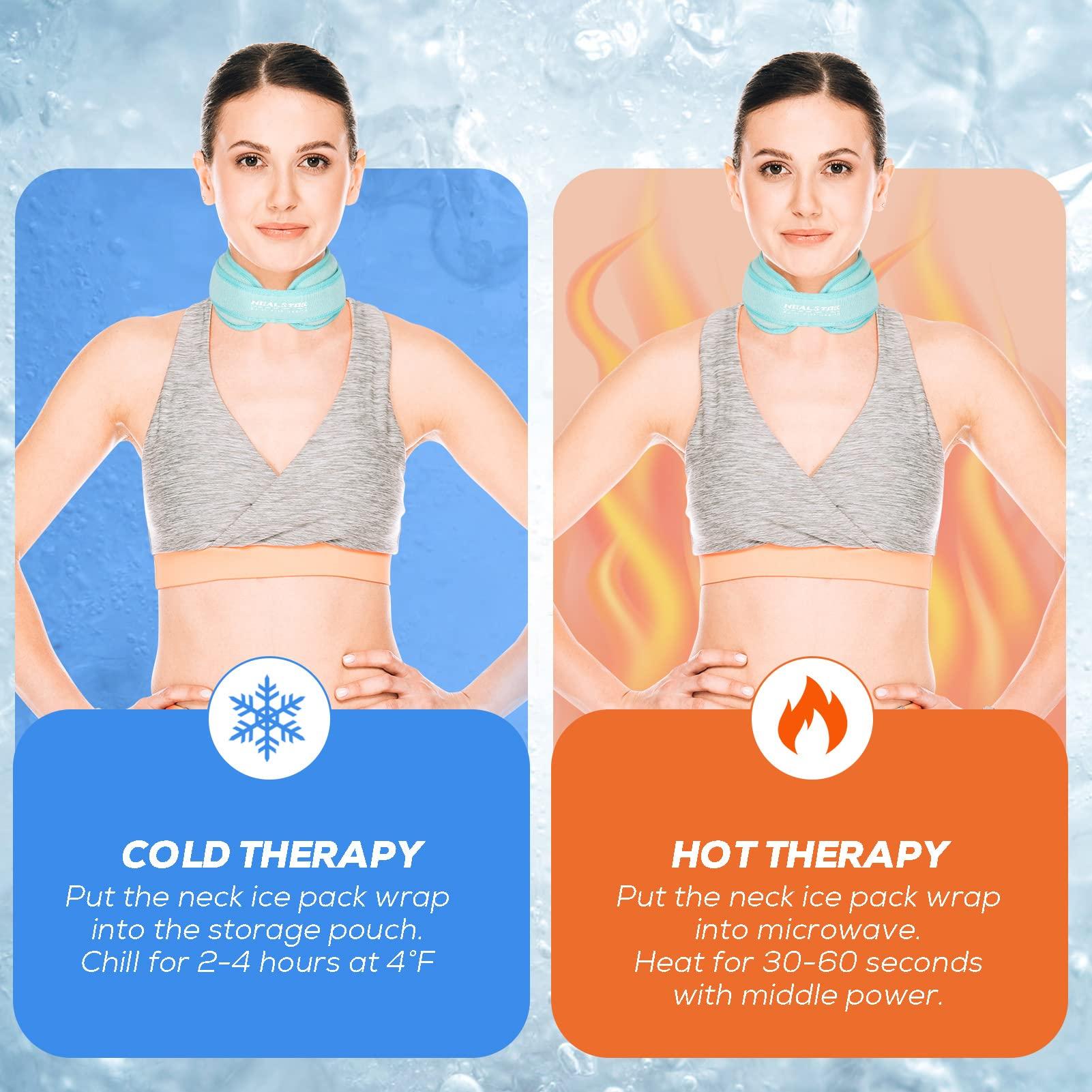 HEALSTOK Neck Ice Pack Wrap,Cervical Ice Pack,Cold Compress Ice Packs for Neck Injuries Reusable Cold & Hot Therapy Adjustable Flexible Gel Migraine Ice Head Wrap for Neck Pressure. (Ice Blue)
