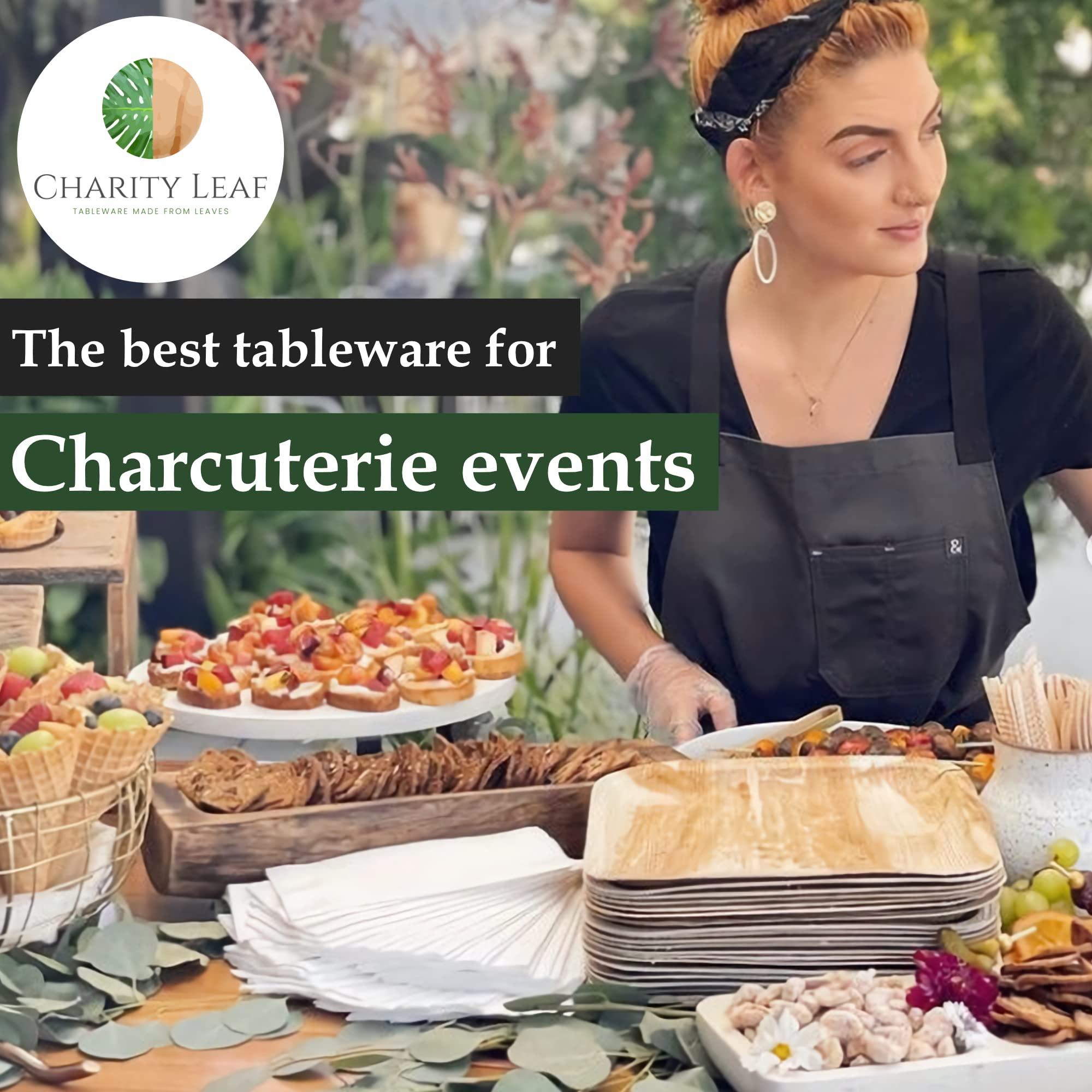 Charity Leaf Charity Leaf Disposable Palm Leaf 17\" x 12\" Trays (50 pieces) Bamboo Like Serving Platters, Disposable Boards, Eco-Friendly Dinnerware For Weddings, Catering, Events