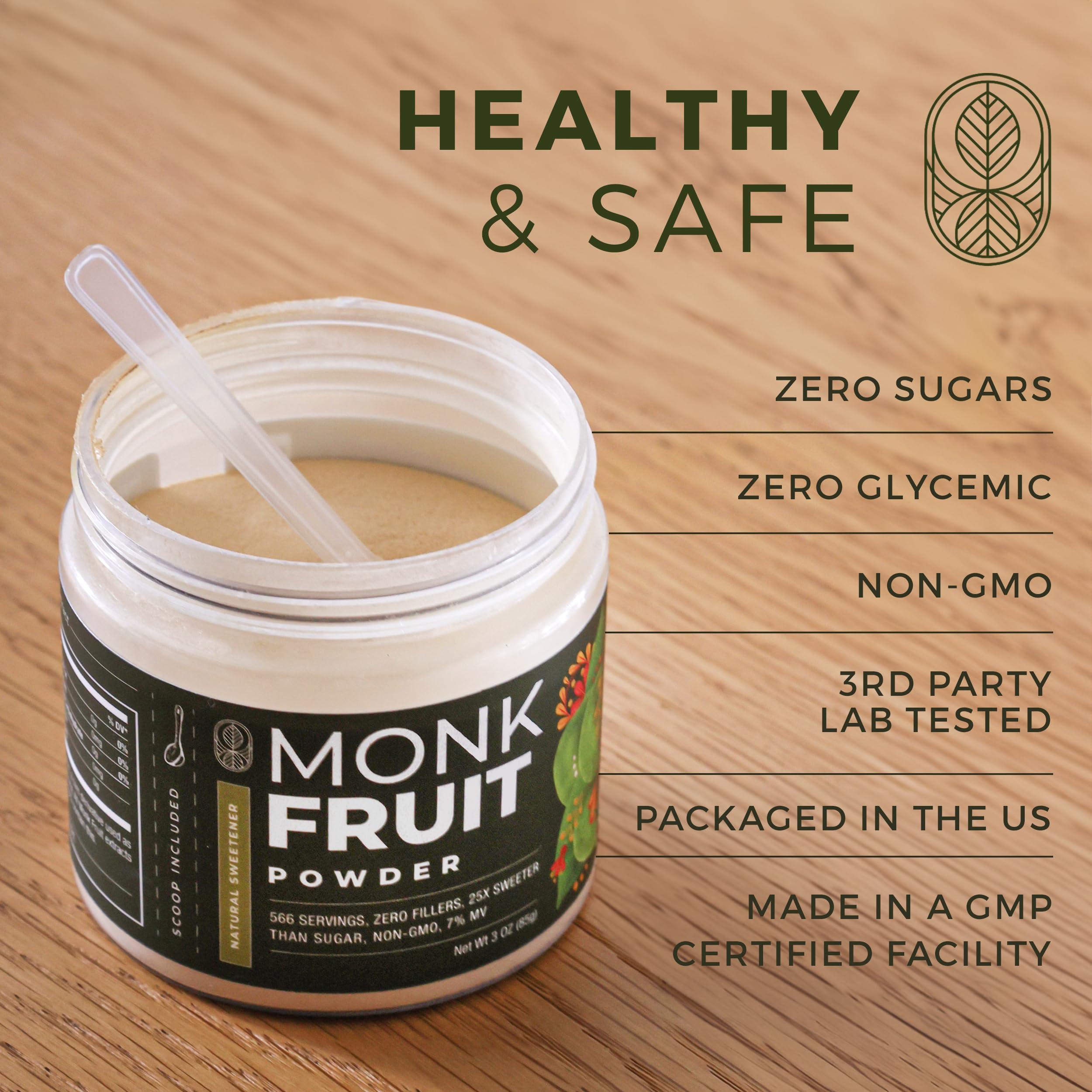Gaudum Monk Fruit Extract Powder (25X Sweeter Than Sugar) Zero Calories, Zero Sugar, Zero Glycemic, Non-GMO, No Fillers - Monk Fruit Sweetener No Erythritol - Monk Fruit Powder by Gaudum (3 Ounce (Pack of 1))