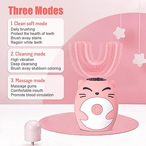 BBJK Electric Toothbrush for Kids U-Shaped Smart 360 Degrees Silicon Automatic Ultrasonic Teeth Tooth Brush Cute Cartoon for Children-E 8-14 Years Old