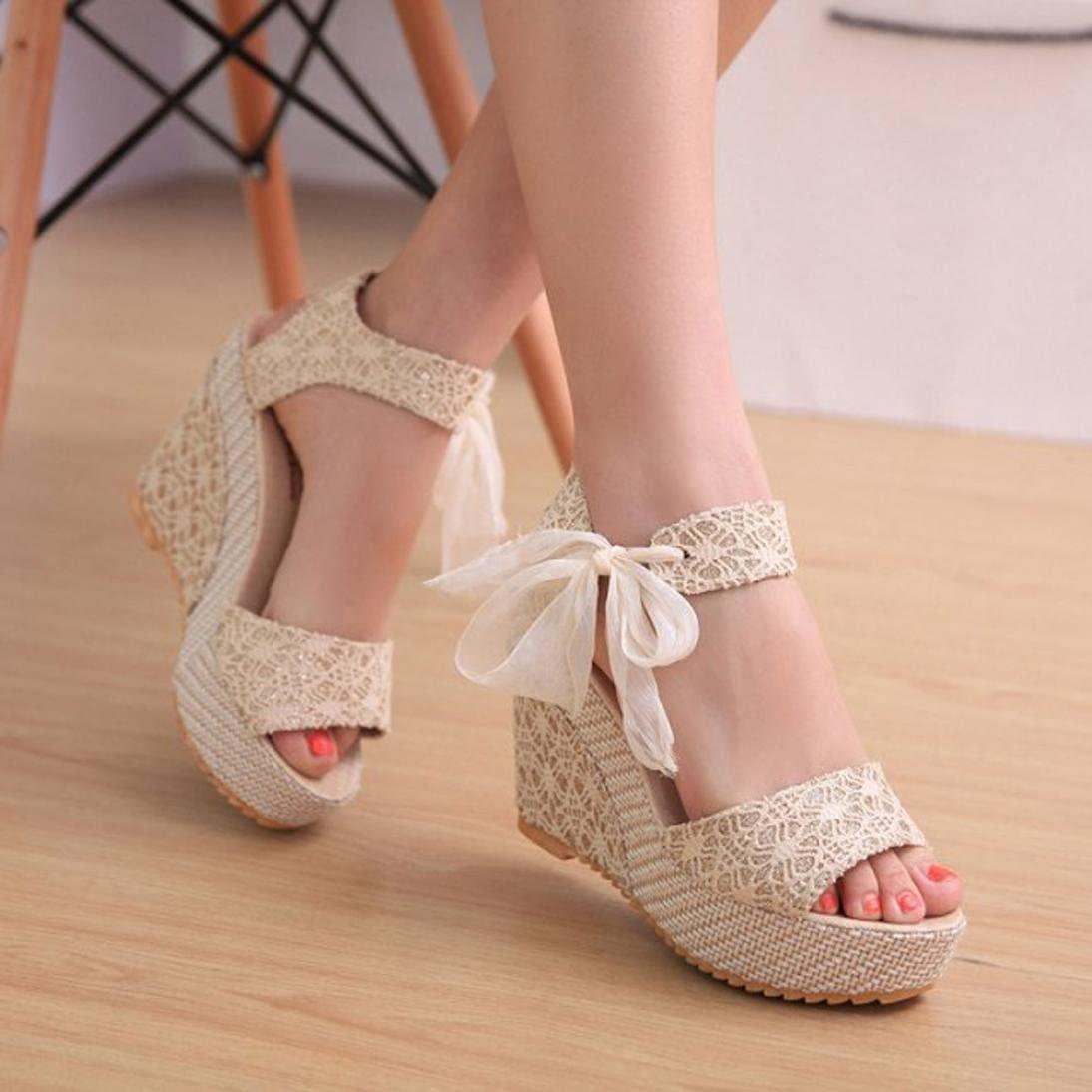 ZHOUYF ZHOUYF Women Wedges Sandals Butterfly Ankle Strap Open Toe Platform Sandals For Women Dressy Sandals Summer
