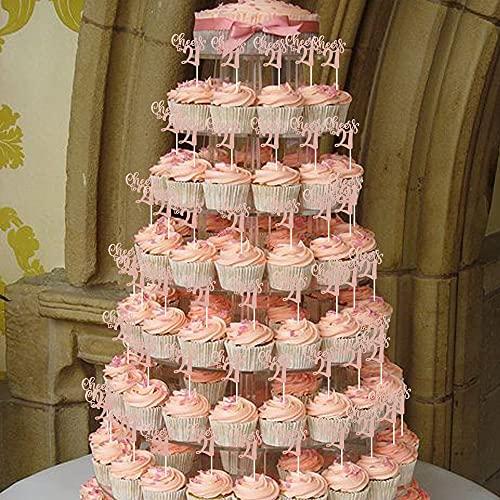ZHUOWEISM 36 PCS Cheers to 21 Cupcake Toppers Glitter 21th birthday Cupcake Picks Decorations for 21th Wedding Anniversary Birthday Party Supplies Rose Gold