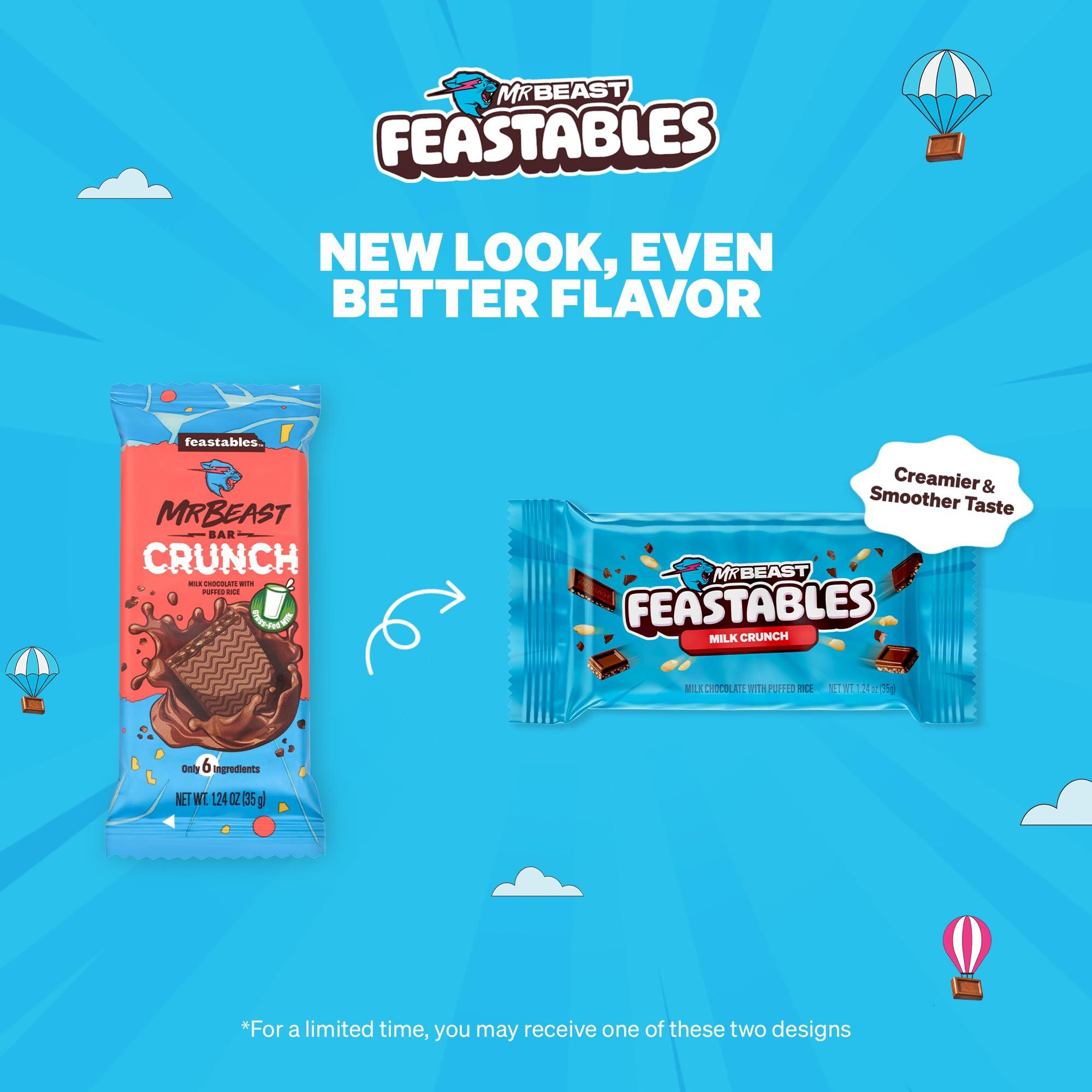 Faestables Feastables by MrBeast Milk Chocolate Crunch Chocolate Bar, 1.24 oz (35g), 24 count