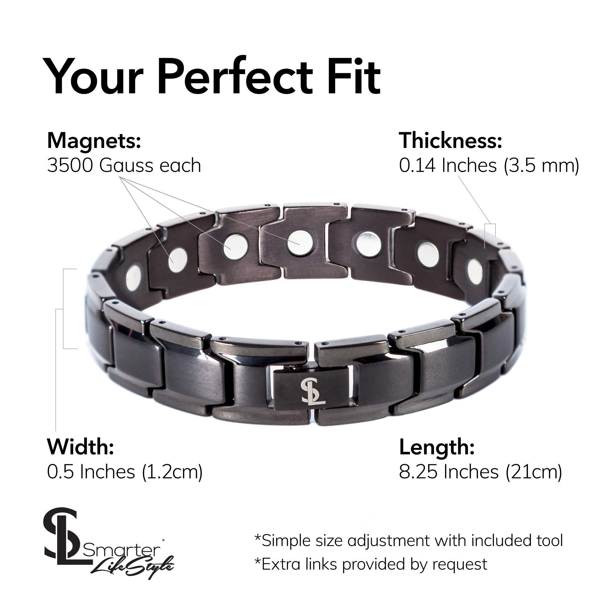 Smarter LifeStyle Smarter LifeStyle Elegant Titanium Magnetic Bracelet for Men And Women- Adjustable Bracelet Length with Sizing Tool for Perfect Fit, Women Mens Bracelet (Gunmetal Gray)