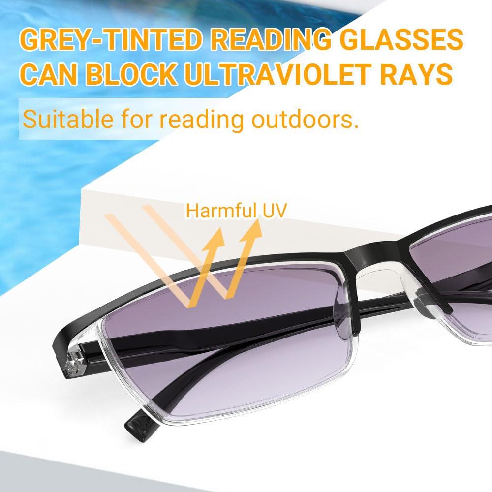 LUFF LUFF 4PCS Anti-Blu-Ray Reading Glasses Uv400,Sun Readers With Spring Hinges(0.0X)