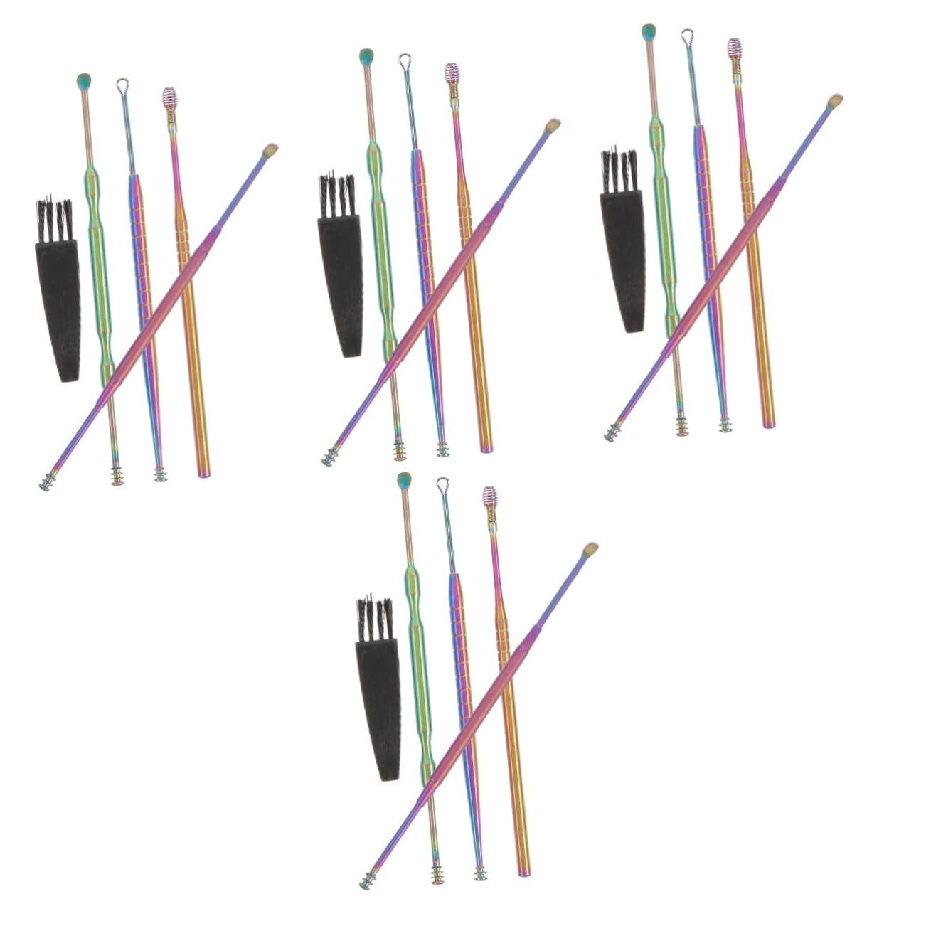 Healvian Healvian 4 Sets Ear Cleaning Set of 5 Electric Scrubber Earwax Removal Drops Piercing Kit Ear Cleaning Kit Headphones Ear Wax Removal for Facial Ear Scoop Ears Stainless Steel