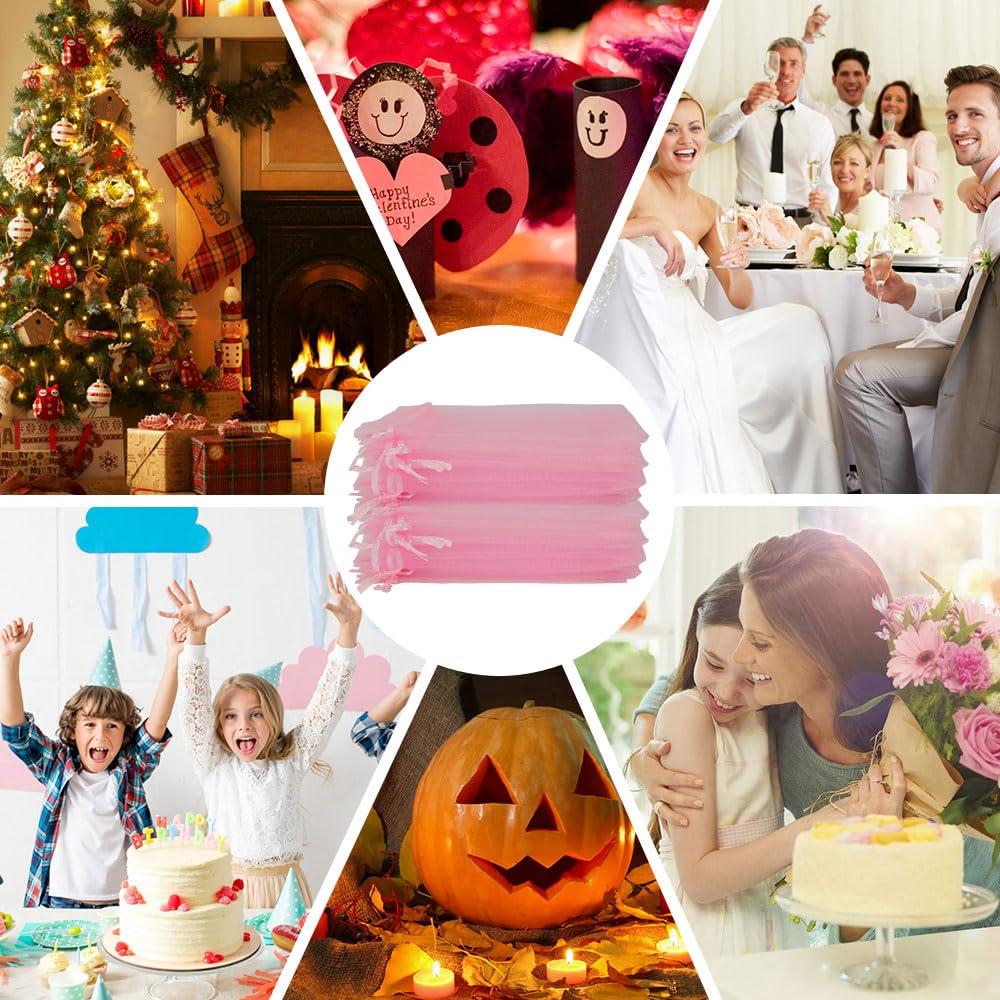 muyurra Organza Bags 4x6,50Pcs Sheer Mesh Bags Drawstring,Small Mesh Gift Bags,Drawstring Gift Bags, Wedding Favor Bags, Candy Bags Pouches for Party, Birthday,Festival,Soaps, Makeup, Wrapping Supplies,Pink