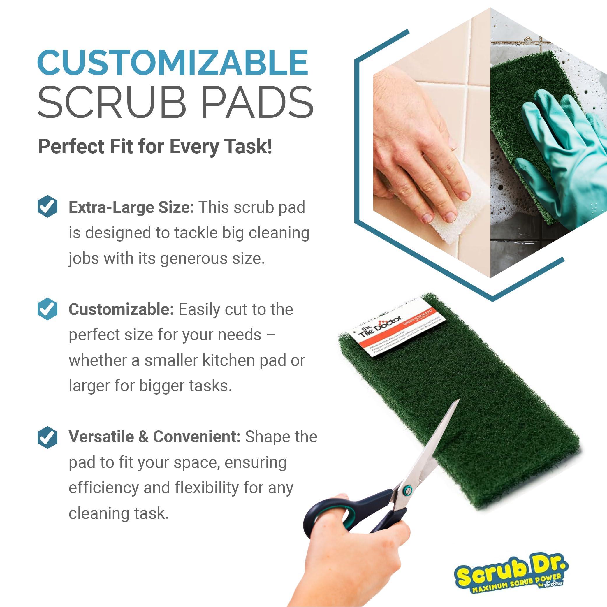 The Tile Doctor The Tile Doctor Multipurpose Scrub Pad - Ideal for Bathroom, Kitchen & Floor Cleaning - Non-Scratch Dish Sponge & Shower Scrubber - High Abrasion - (Black - Extra Heavy Duty, 6 Pack)