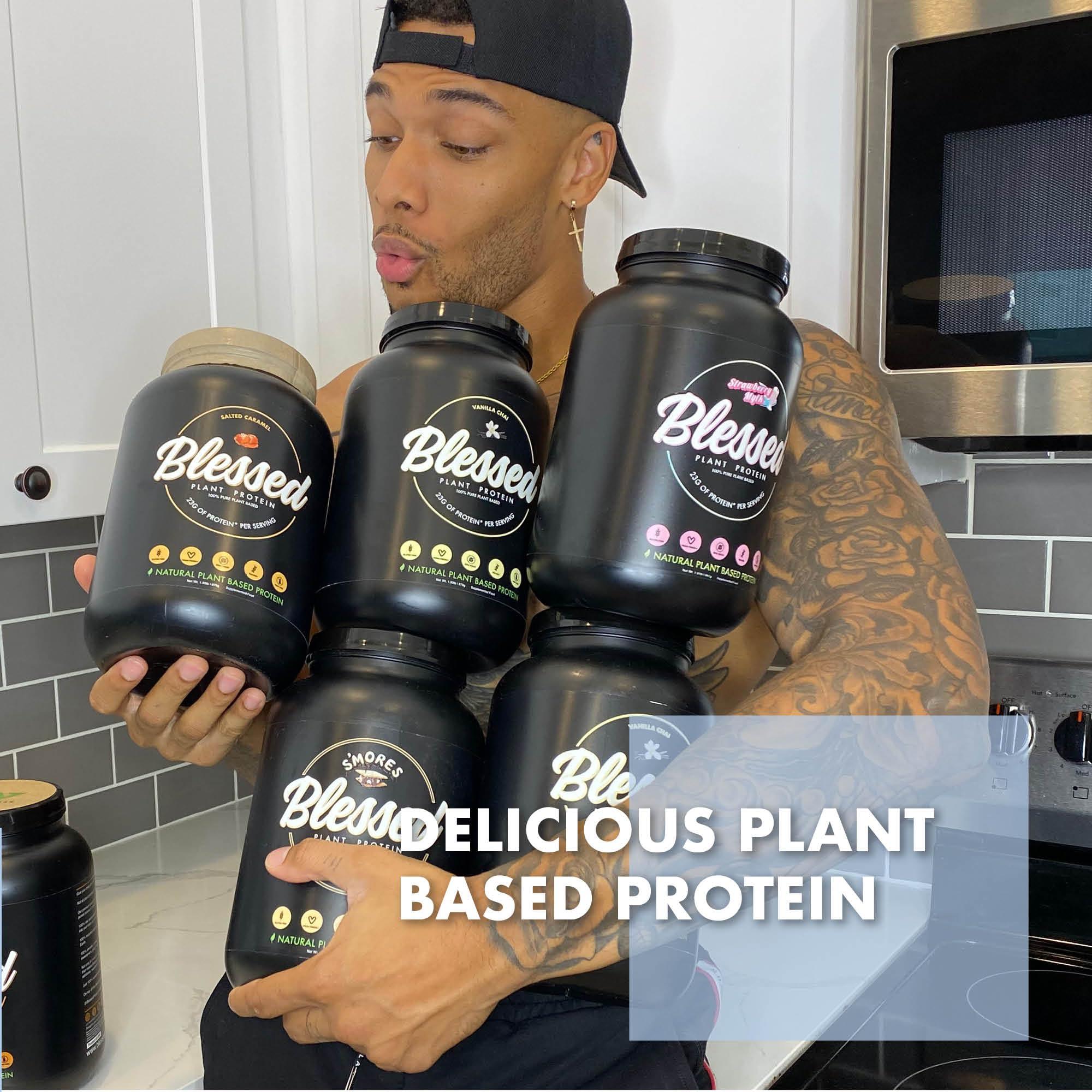 BLESSED BLESSED Vegan Protein Powder - Plant Based Protein Powder Meal Replacement Protein Shake, 23g of Pea Protein Powder, Dairy Free, Gluten Free, Soy Free, No Sugar Added, 30 Servings (Cookies & Cream)