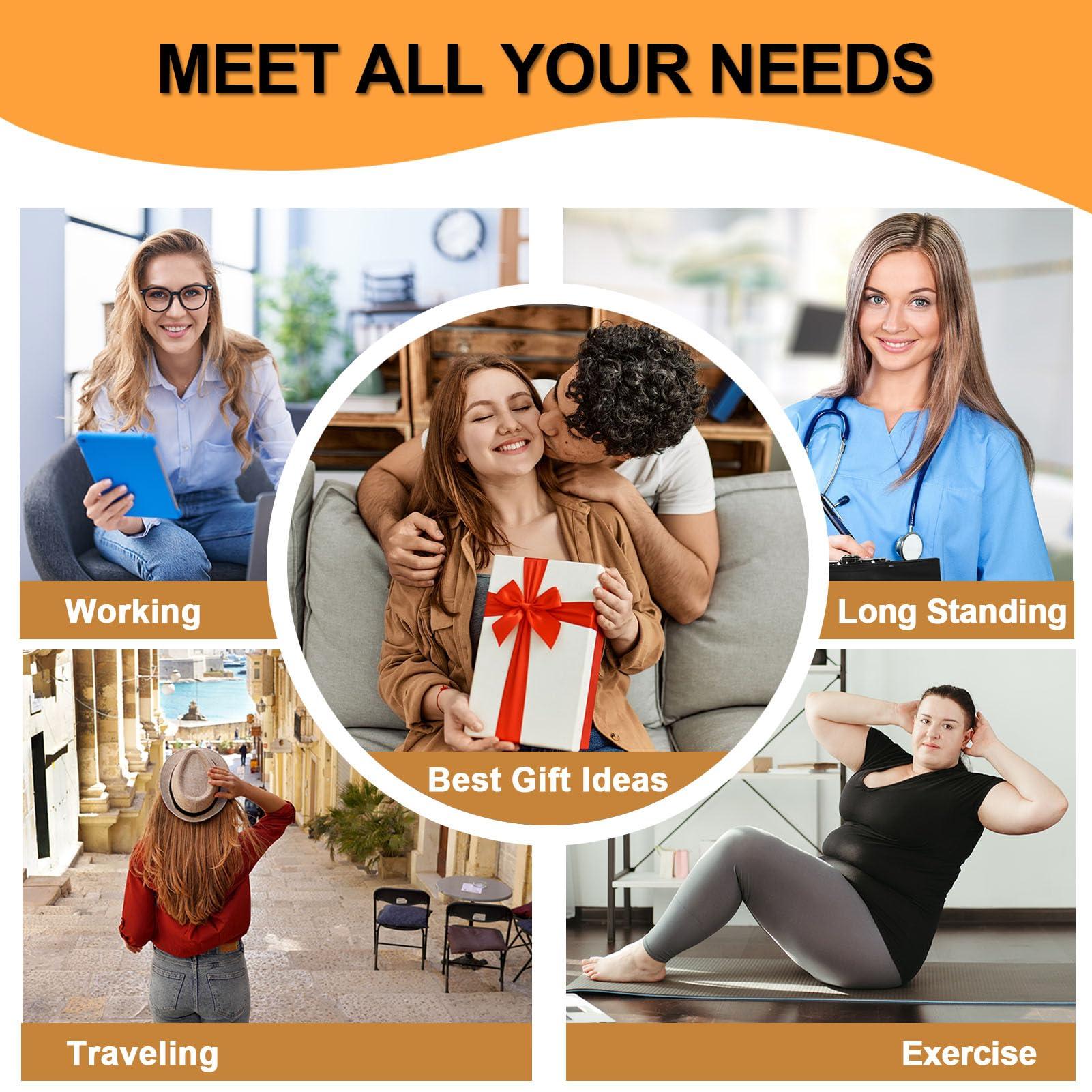 VOMFIT 4 Pairs Plus Size Compression Socks for Women & Men, Extra Wide Calf 20-30 mmhg Knee High Compression Stockings for Circulation Swelling Support