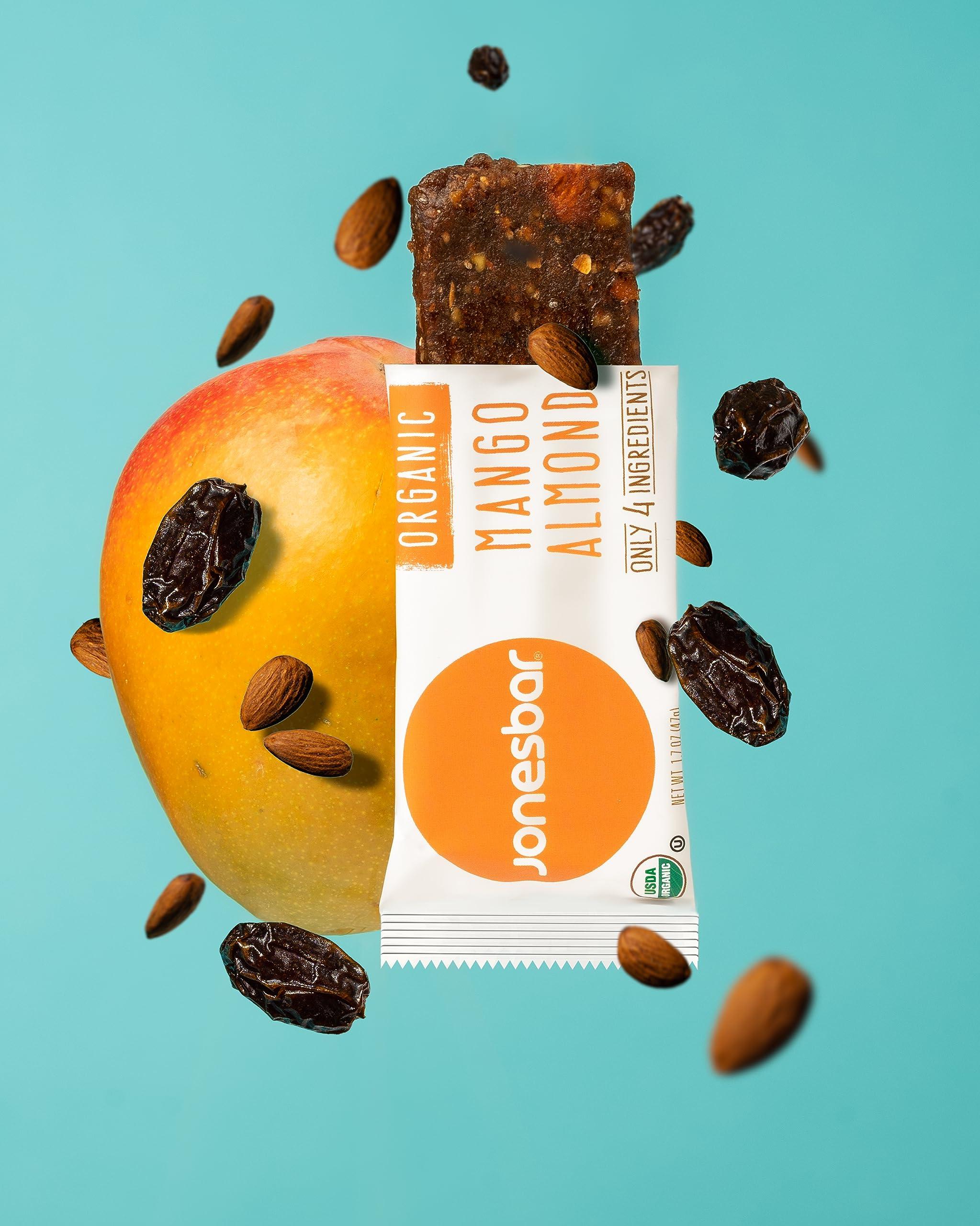 jonesbar JONESBAR (Mango Almond, 12 Count (Pack of 1)) USDA Organic Fruit & Nut Bar, Non-GMO, Kosher, Vegan, Gluten Free, Simple Snack Bar
