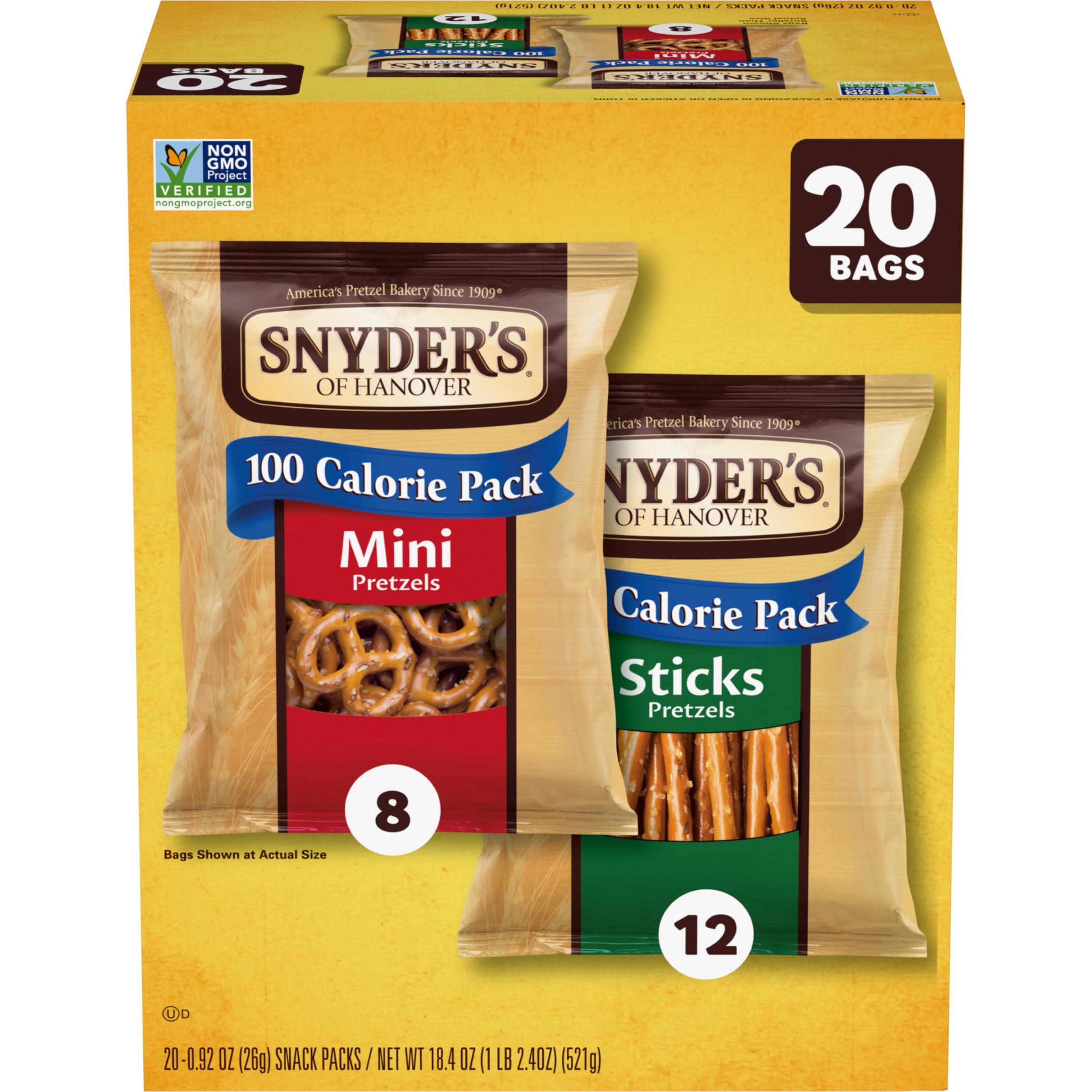 Snyder's of Hanover Snyder's of Hanover Pretzels, Minis and Sticks 100 Calorie Packs, 20 Ct Variety Pack