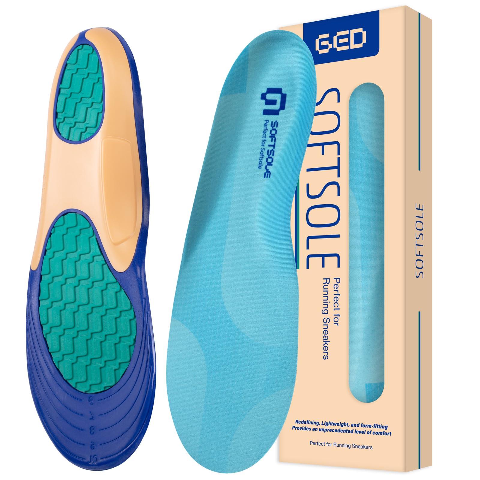 GED Running Insoles for Men - GED Sports Inserts for Plantar Fasciitis Relief, Arch Support for Runners and Athletics - Orthotic Inserts for Stability and Cushioning, Minimize Foot Fatigue US 9-9.5