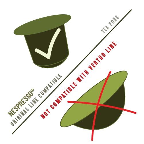 TEA BOQUETE Bulk green tea pods compatible with Nespresso OriginalLine, single-serve tea capsules suitable for coffee brewing machines - Pack of 50 pods