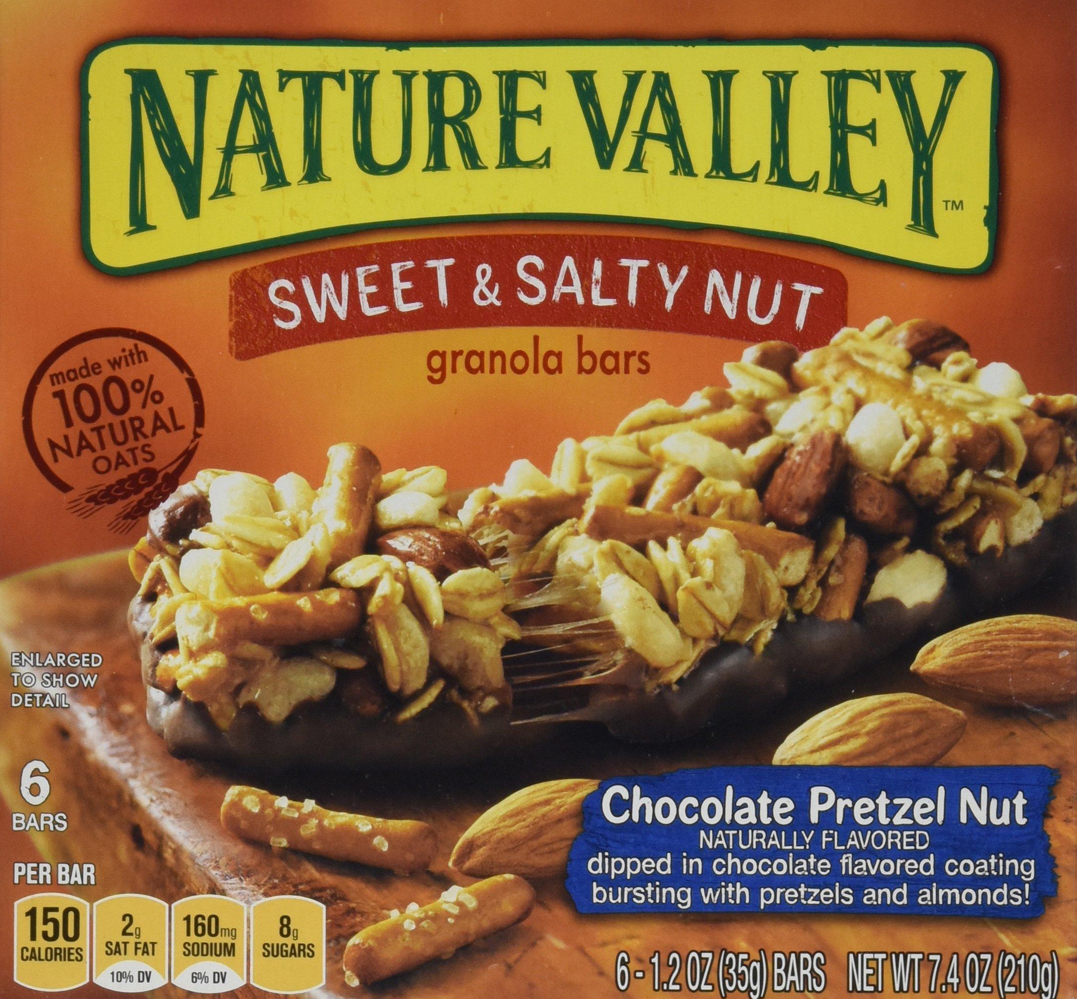 Fiber One Nature Valley, Granola Bars, Sweet & Salty, Chocolate Pretzel Nut , 7.4oz Box (Pack of 4)