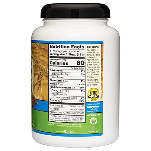 NutriBiotic NutriBiotic Plain Rice Protein, 1 Lb. 5 Oz. (600g) | Low Carb, Keto-Friendly, Vegan, Raw Protein Powder | Grown & Processed without Chemicals, GMOs or Gluten | Easy to Digest & Nutrient-Rich