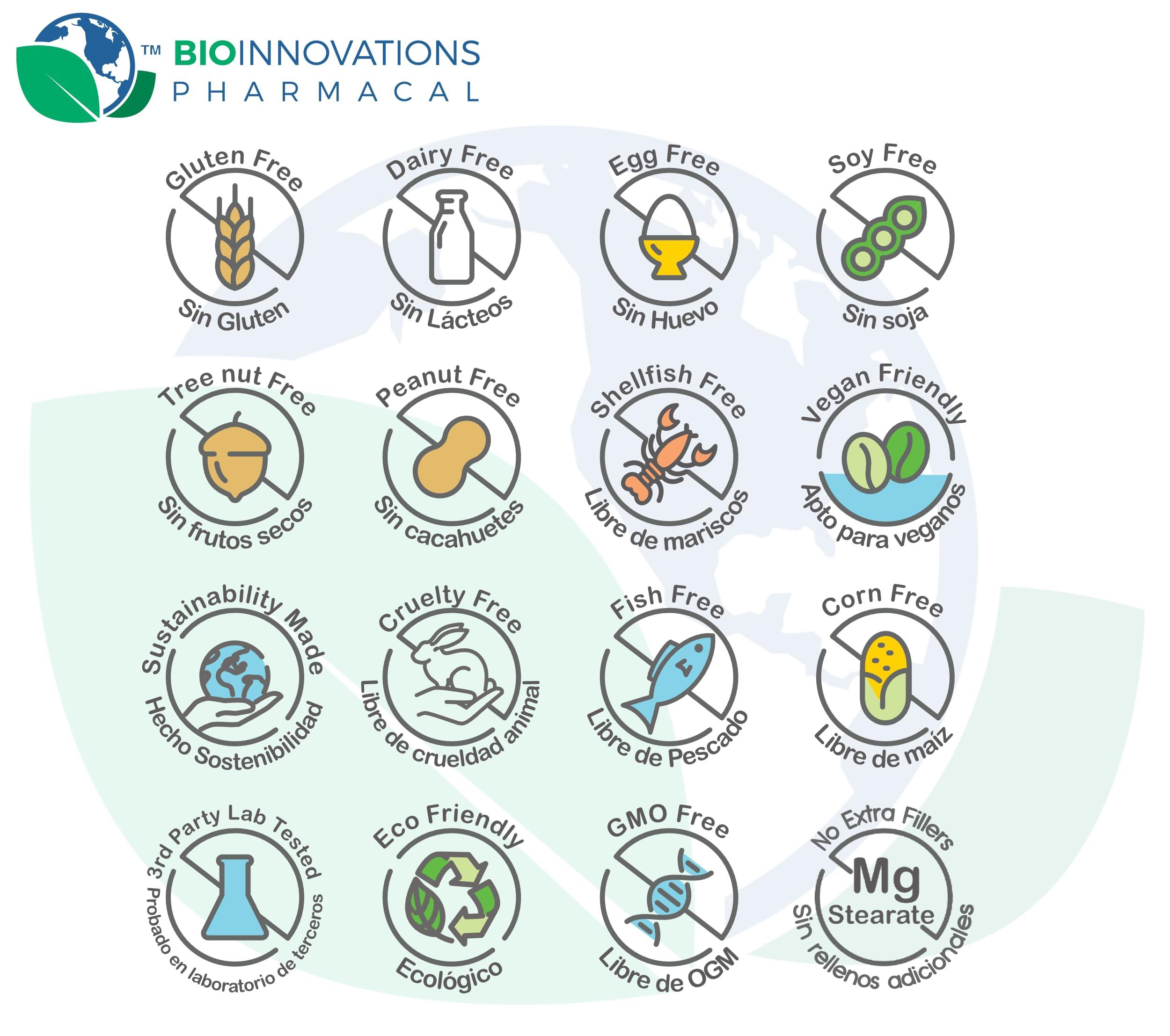 Bio-Innovations Pharmacal BioInnovations Pharmacal B Complete with Folate, All Vitamins B1, B2, B3, B5, B6, B7, B9, B12, and Choline Bitartrate for Energy, Brain Clarity, Neuro, Metabolism 100 Vegan Capsules
