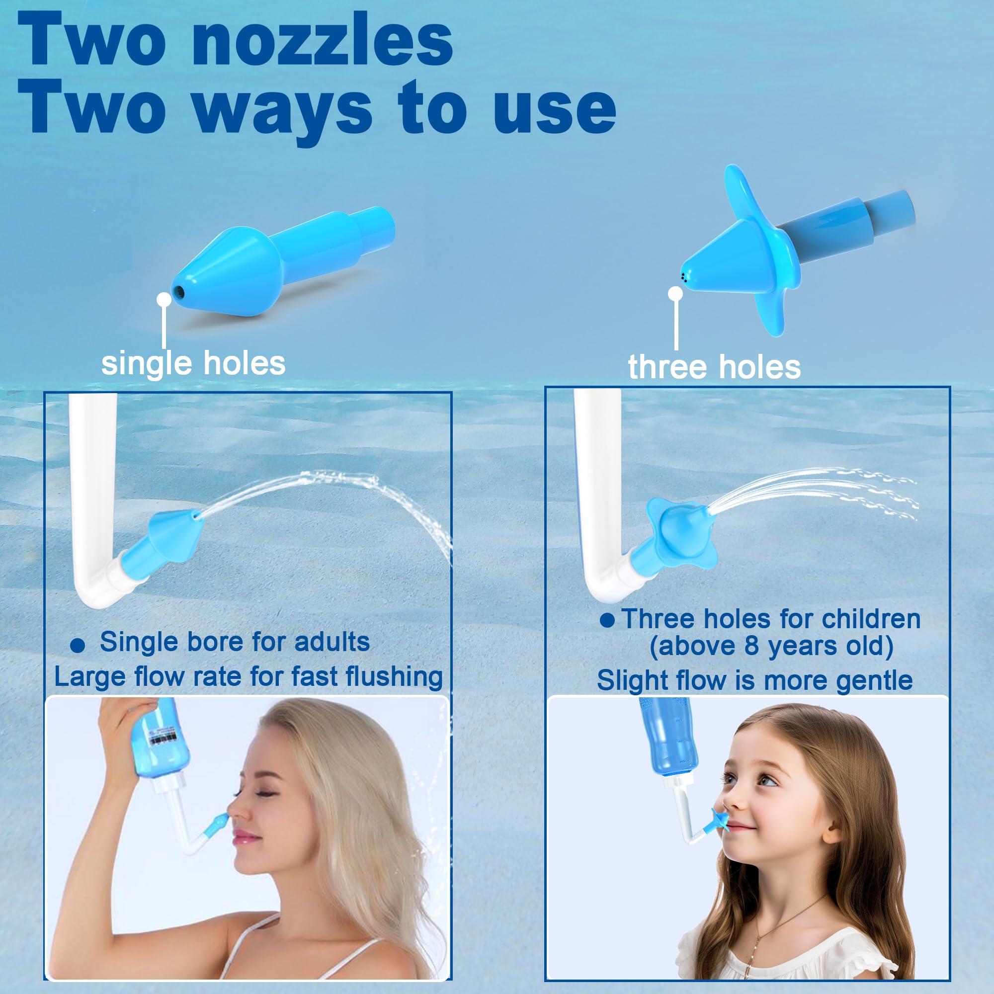 Binazon Neti Pot Sinus Rinse Kit, Sinus Rinse Bottle, Nose Wash Cleaner, Pressure Rinse Nasal Irrigation for Adult & Kid, 300ml Capacity Sinus Rinse Bottle and 40 Nasal Wash Salt Packets