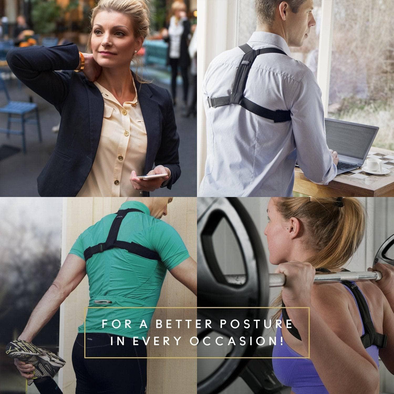 Swedish Posture Swedish Posture Classic Brace Shoulders and Upper Back Pain Relief ((Female L-XL / Male - L), Black)