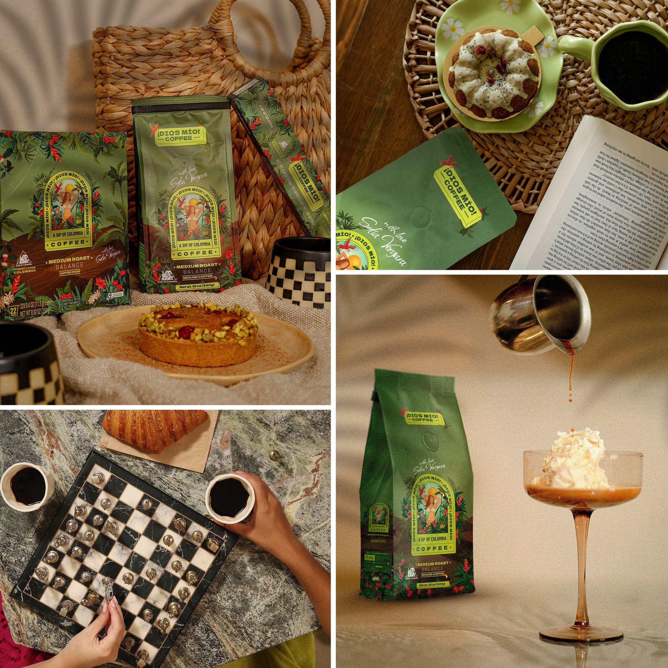 Dios Mio Dios Mio Coffee by Sofia Vergara | 100% Colombian Premium Ground Coffee | Balance, Medium Roast/Bags | Rich, Smooth Flavor | Fair Trade Coffee Beans | Empower Women Coffee Growers