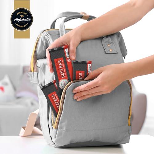 Premium Aufschnitt Products Aufschnitt Beef Bars - High Protein Snack with Grass Fed Beef - Kosher, Halal, and Keto Friendly - Dark Chocolate and Chia Seeds, 6 Count