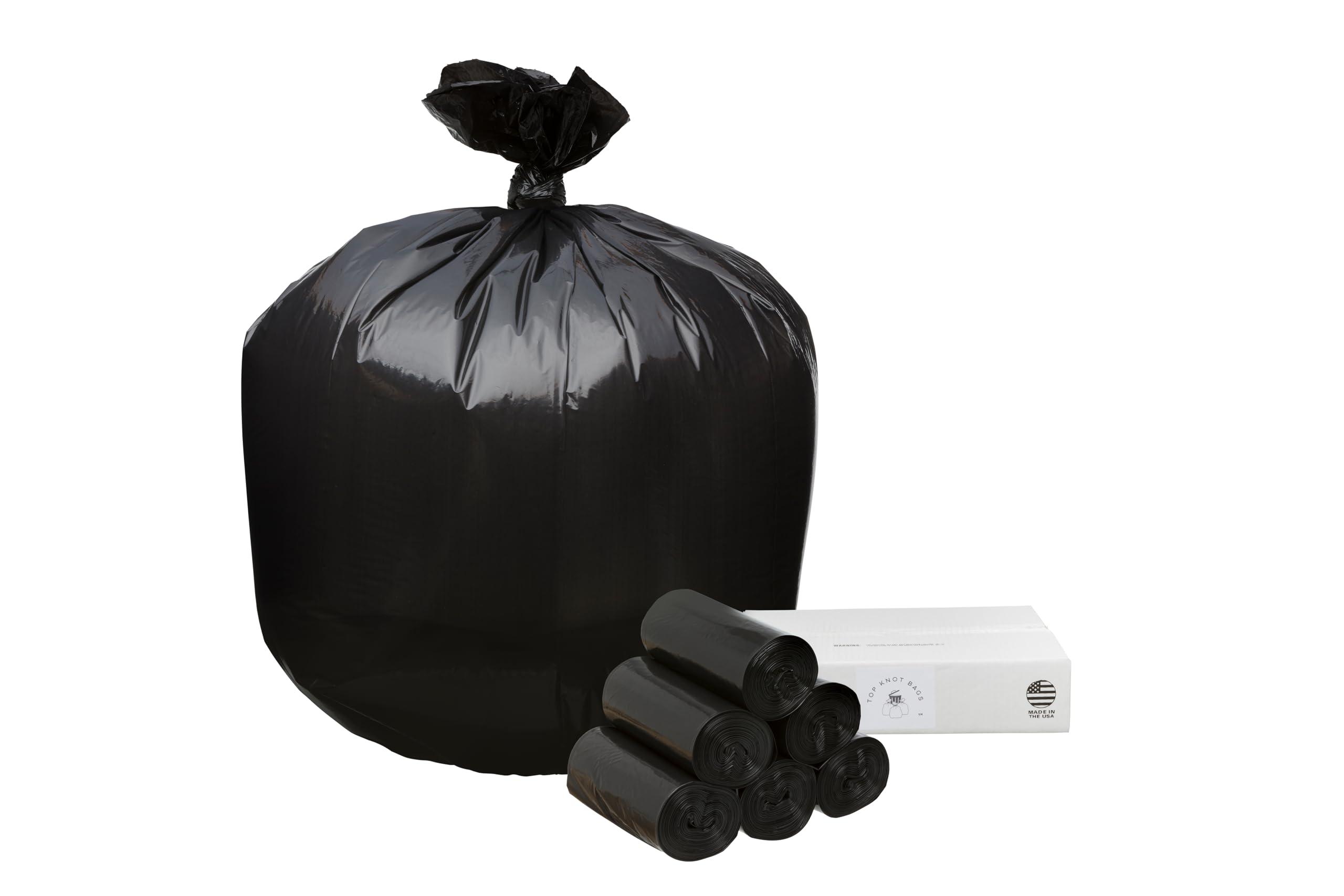 Top Knot Bags Top Knot Bags 33 Gallon Garbage Trash Bag 33X39\" 1.2 Mil Black 150 Count Can Liner Bulk 30 Gallon 31 Gallon 32 Gallon 34 Gallon 35 Gallon Made in USA
