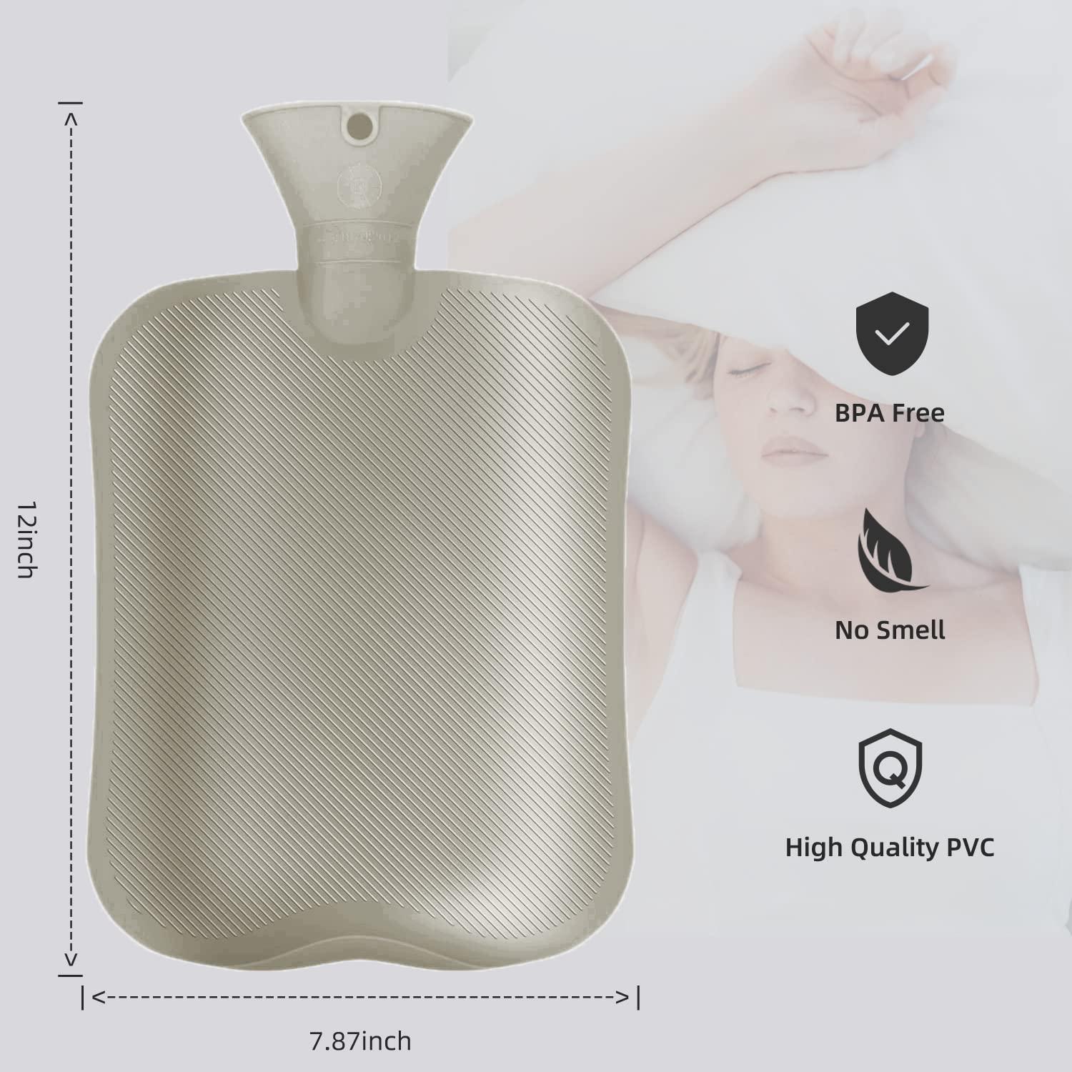 OliviaLiving OliviaLiving Hot Water Bag Hot Water Bottle 2 Liters Heat Up and Refreezable Hot Cold Pack with Knit Cover for Pain Relief Hot Cold Therapy