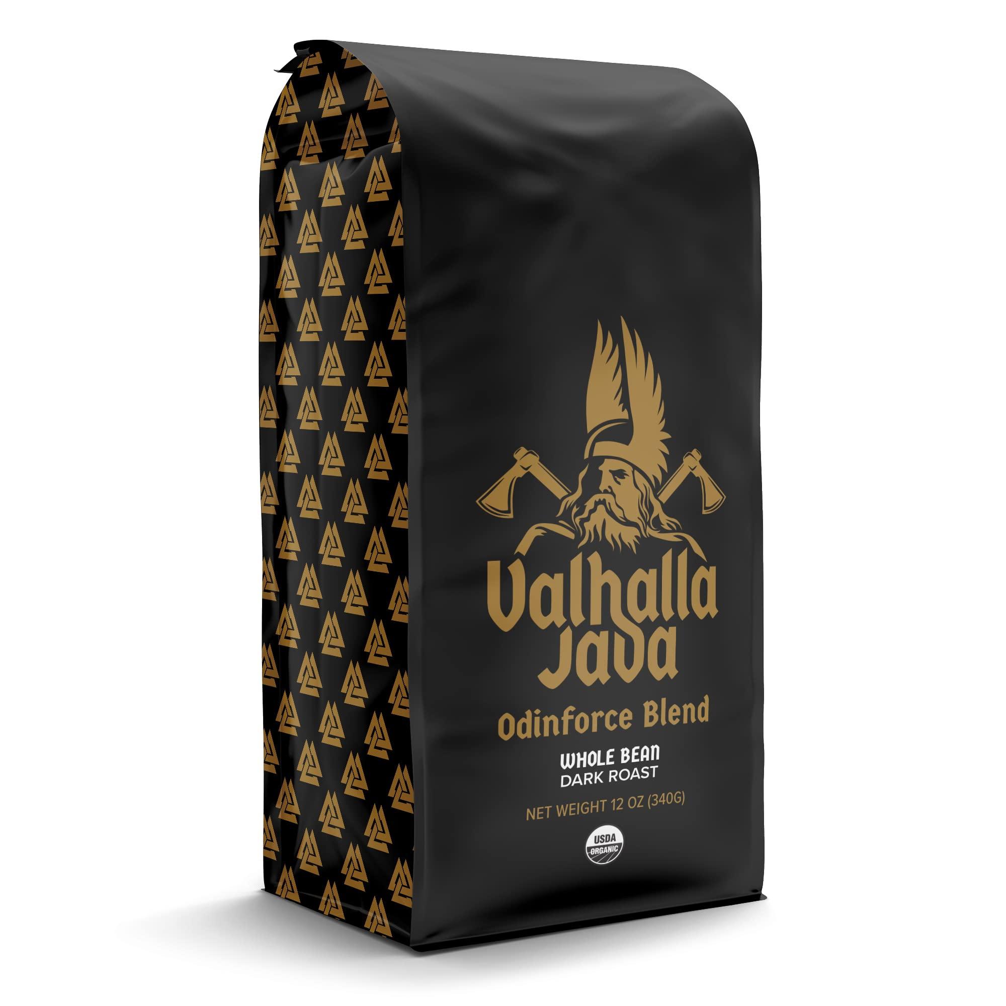 Death Wish Coffee Co. Death Wish Coffee Co. Valhalla Java Odinforce Blend - Whole Bean Dark Roast - Extra Kick of Caffeine - Arabica & Robusta Coffee Beans - Dark Roast Coffee Beans 12 Ounce (Pack of 1)