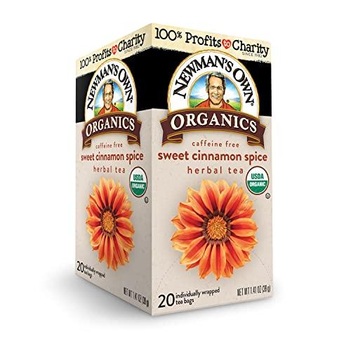 Newman's Own Newman's Own Organic Sweet Cinnamon Spice Herbal Tea with Rooibos Tea with Organic Ginger 20 Individually Wrapped Tea Bags Per Box (Pack of 2) USDA Certified and Kosher Cinnamon Tea Caffeine-Free