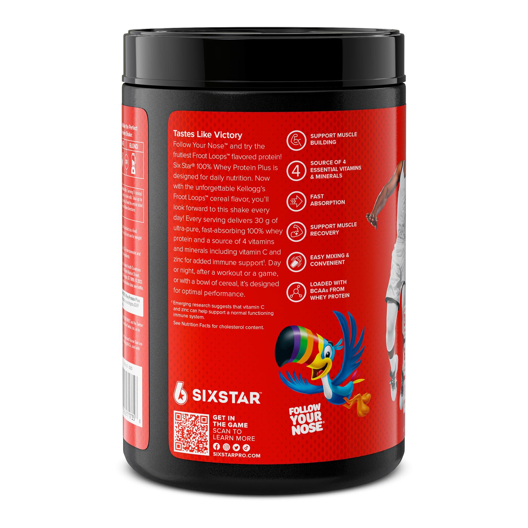 Six Star Six Star Whey Protein Powder Plus Kellogg\'s Froot Loops & Frosted Flakes Flavors | 30g Protein | Muscle Builder for Men & Women | 1.8lb Each