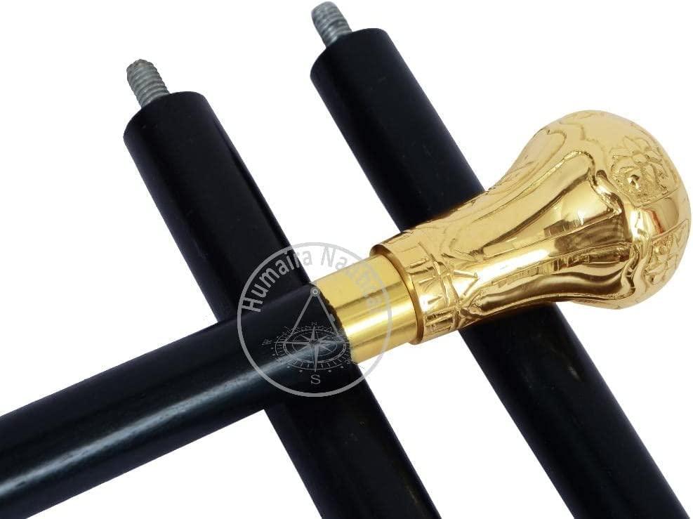 Zayan Nautical Zayan Nautical Replica of Bat Masterson Brass Knob Handle Walking Cane, Gold, 37 inch