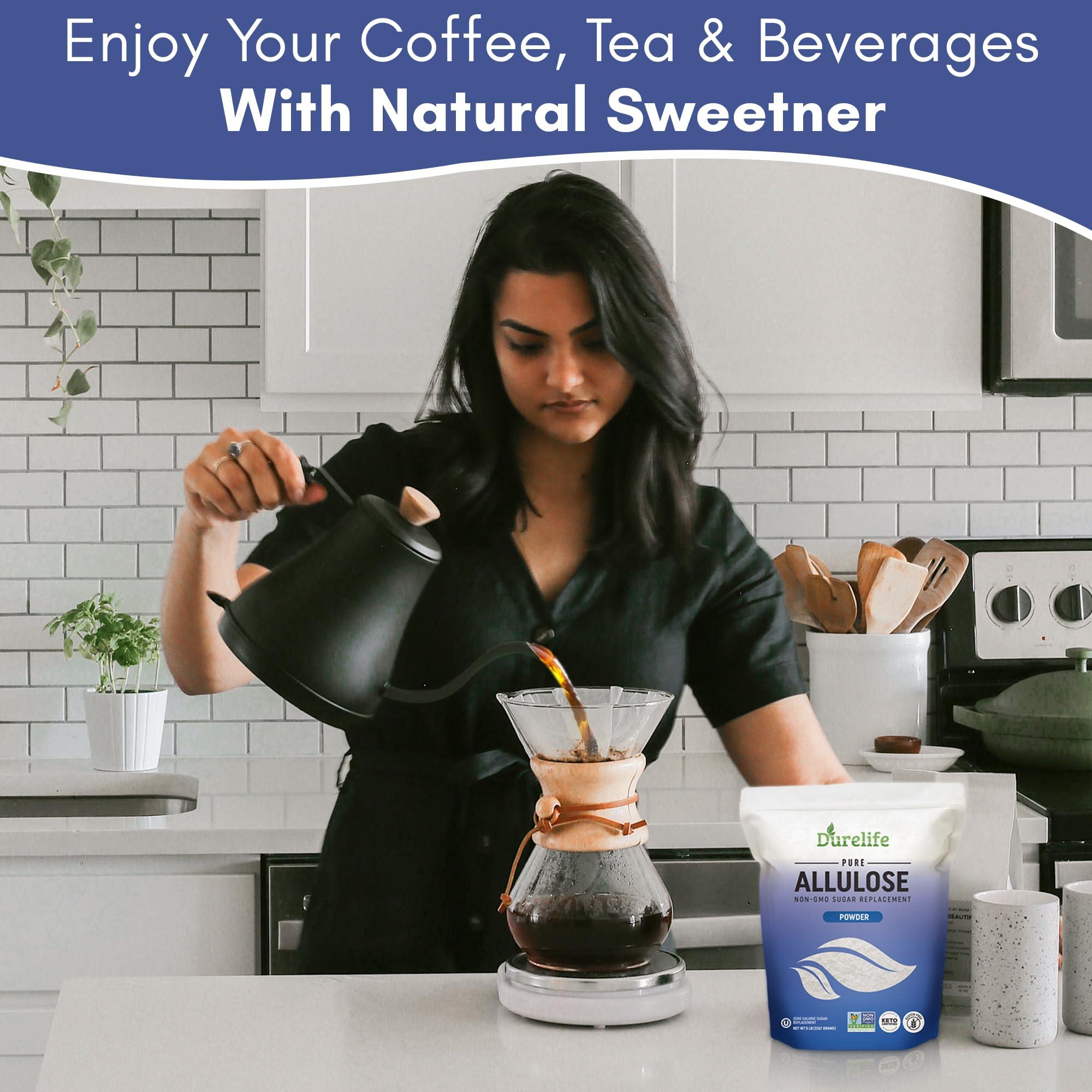DureLife Durelife Allulose sweetener, 5 lb 100% Pure No Erythritol powdered Sugar Substitute, NON-GMO Project Verified, Keto Certified, OU kosher, No Fillers, Zero Calories sugar alternative 5 Lbs