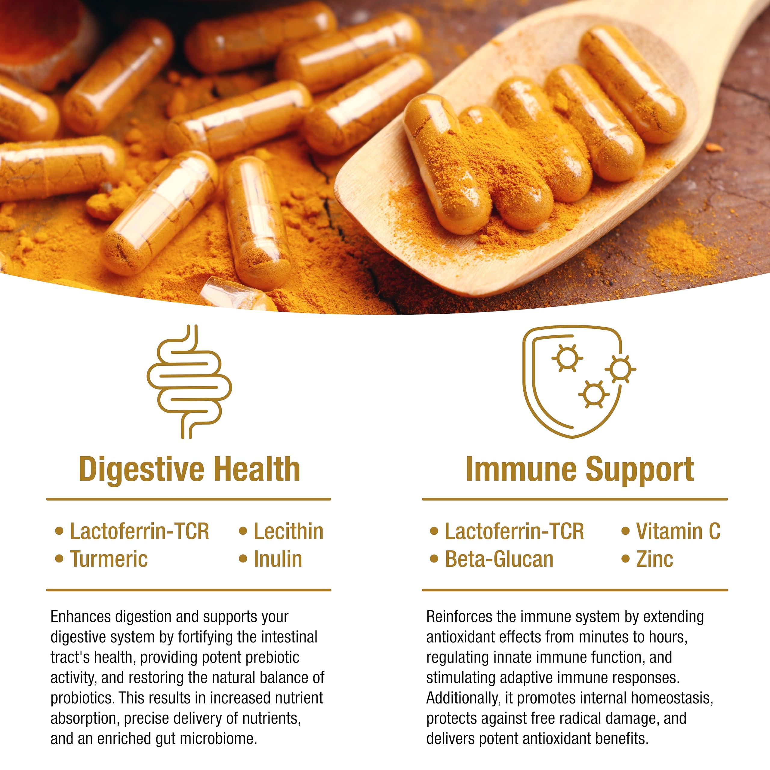 bioQuad bioQuad Lactoferrin Gold 1.8 - for Immune Support, Digestive Health, and Iron Absorption - Lactose-Free, Gluten-Free, Non-GMO (30 Count)