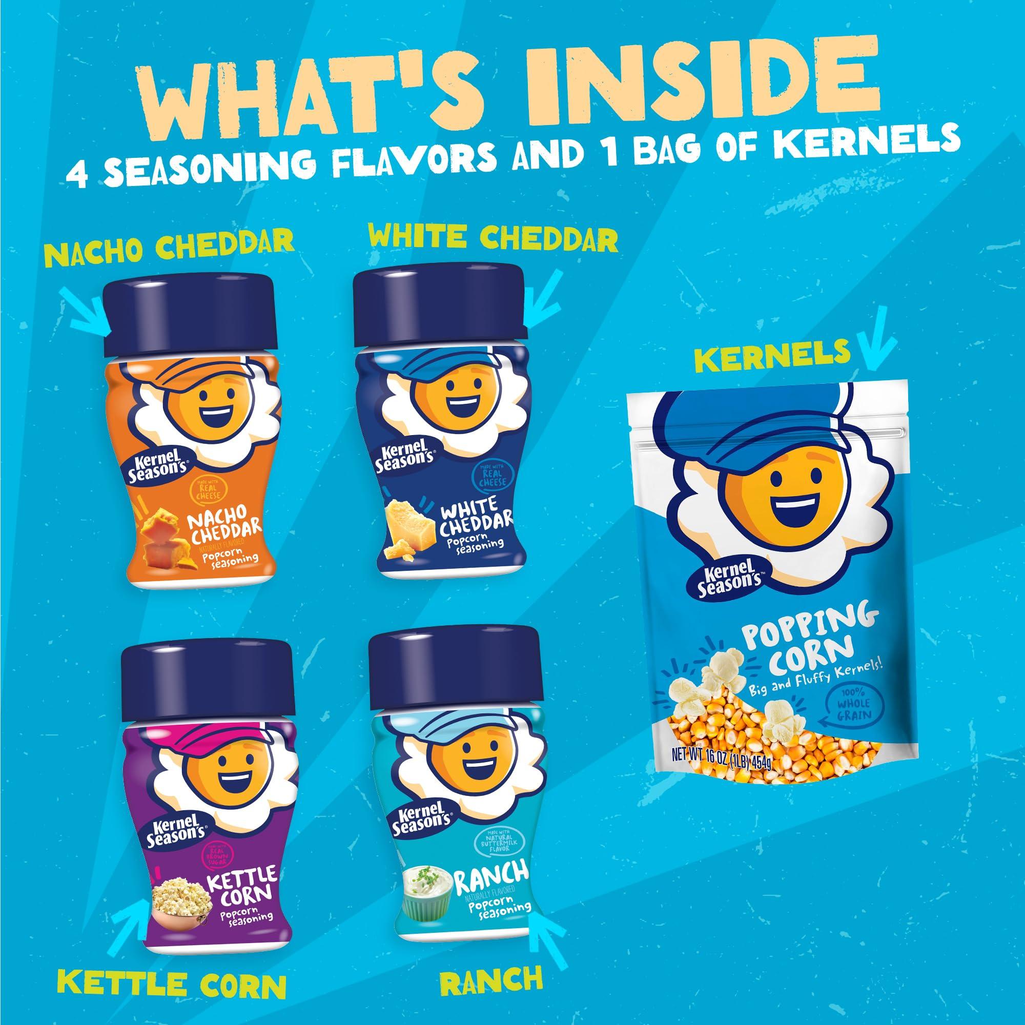 Kernel Season\'s Kernel Season\'s Movie Night Supplies, Popcorn and Seasoning Party Pack, 4 Flavor Variety Pack