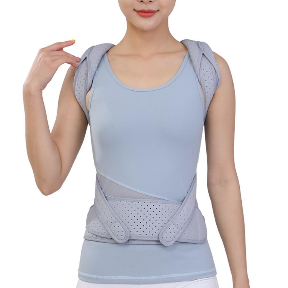 ZFF Back Brace Posture Corrector For Women And Men Back Lumbar Support Shoulder Posture Support For Improve Posture Provide And Back Pain Relief Adjustable Breathable ( Color : Light grey , Size : L/Large